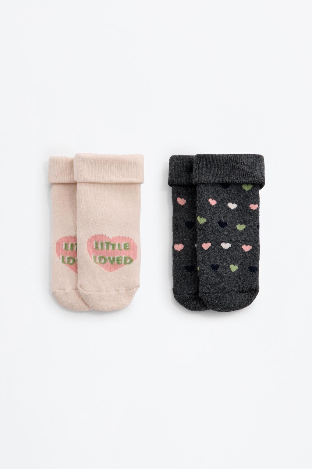 Pack of 2 non-slip heart socks
