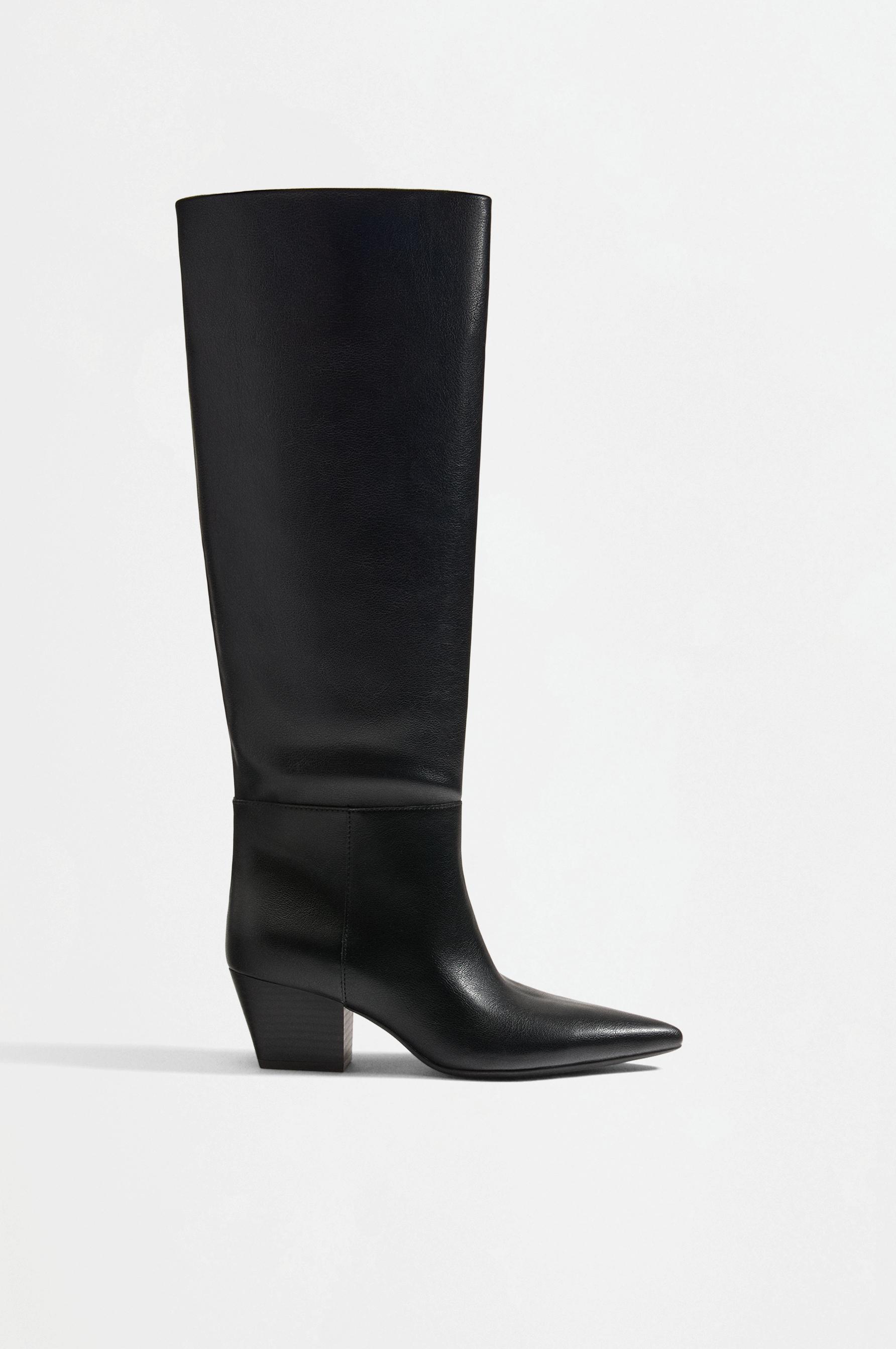 Bota alta campera tacón