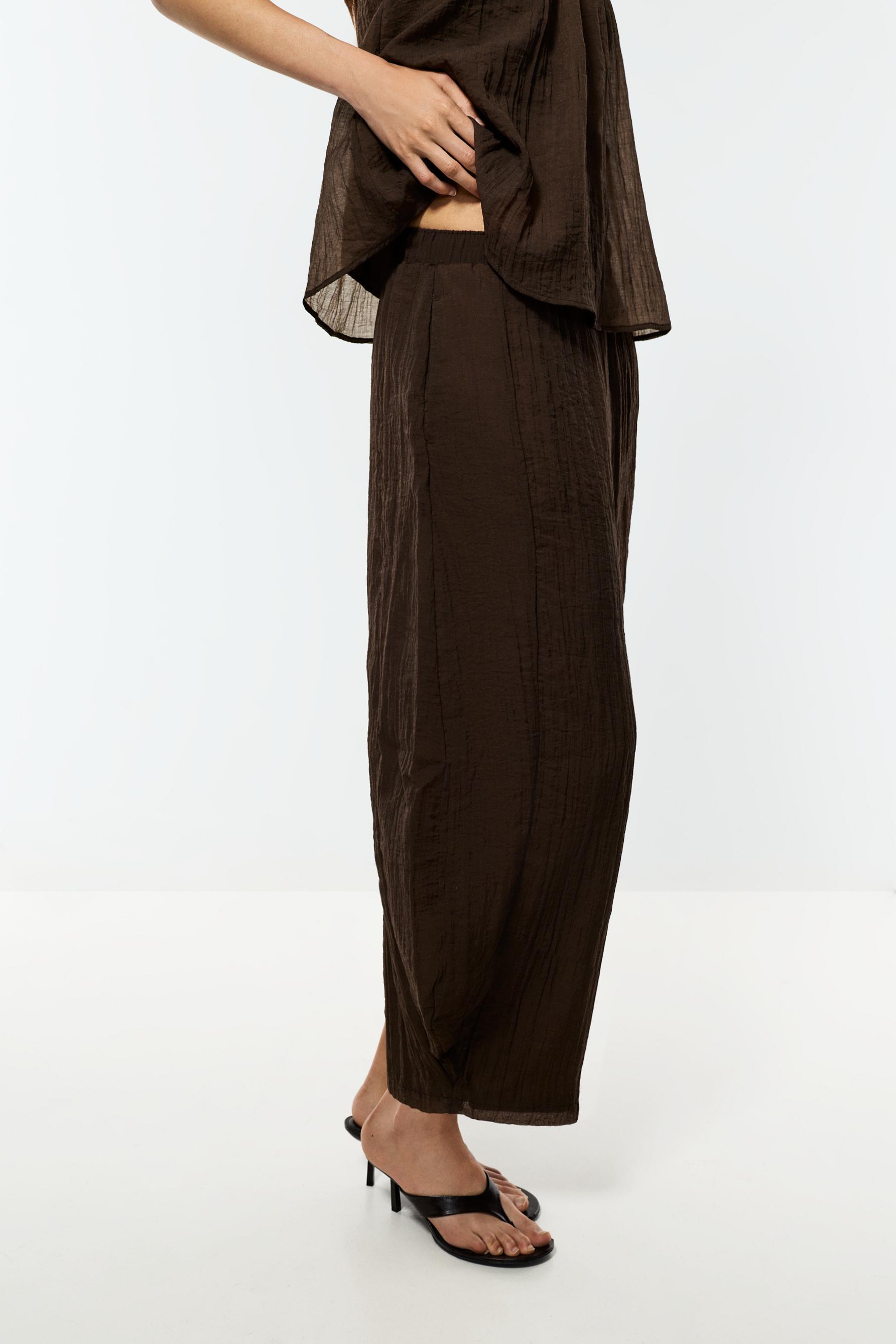 Textured sarouel trousers — BROWN