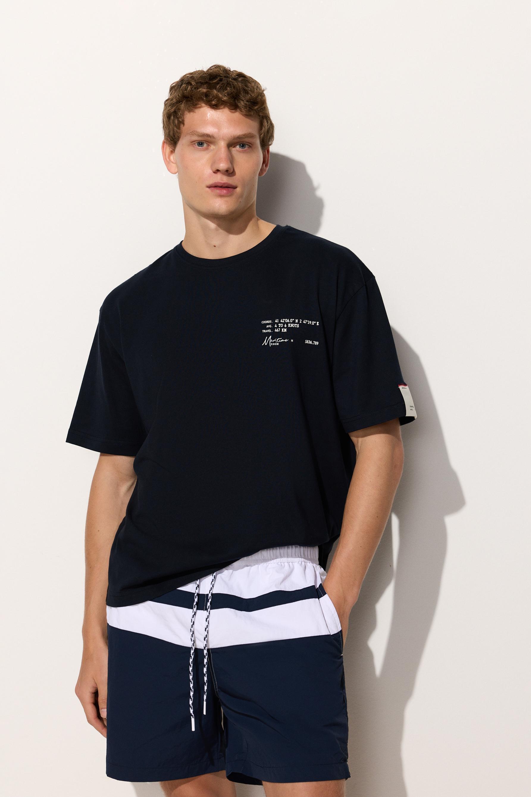 Printed T-shirt — DARK NAVY