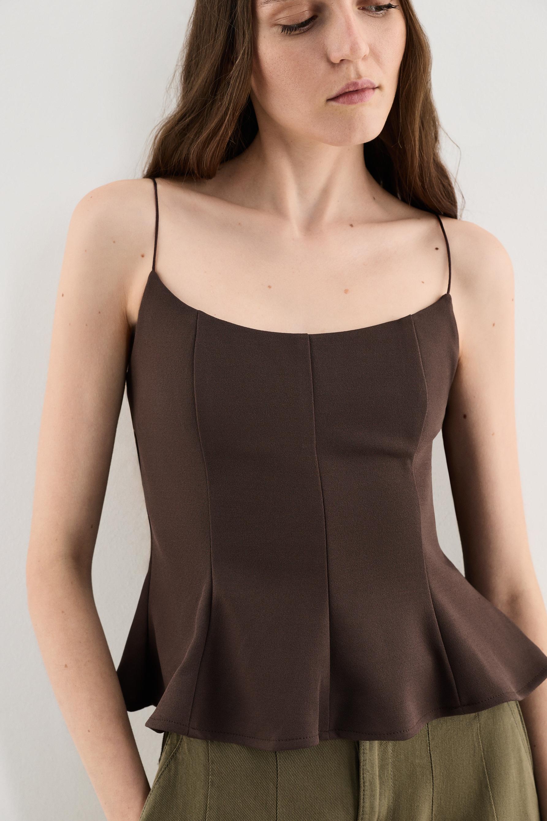 Thin strap bustier top — CHOCOLATE