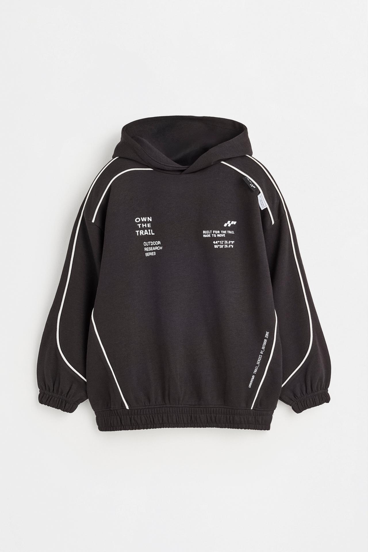 Interlock sweatshirt with trim — BLACK