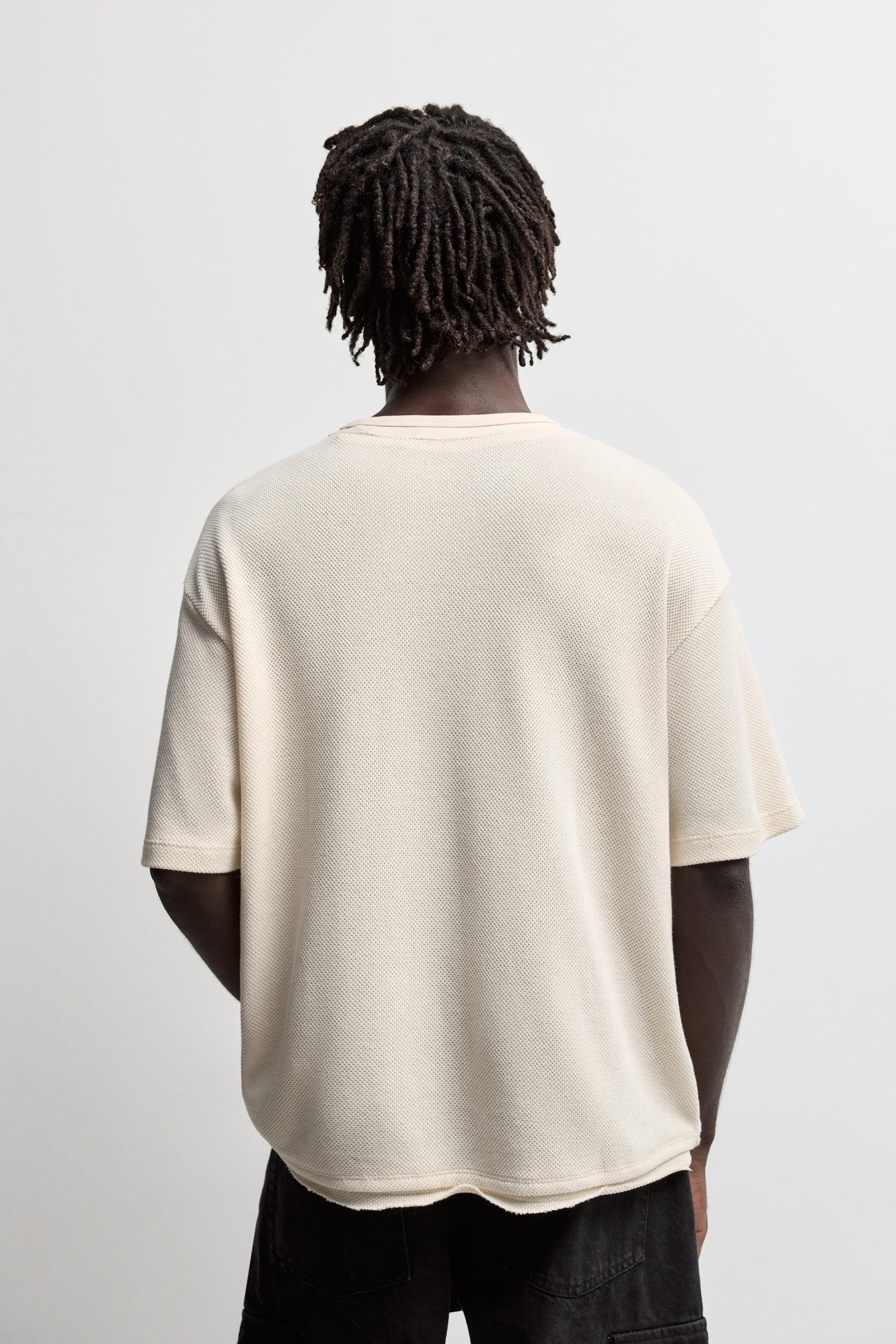 Double-collar printed T-shirt — SAND