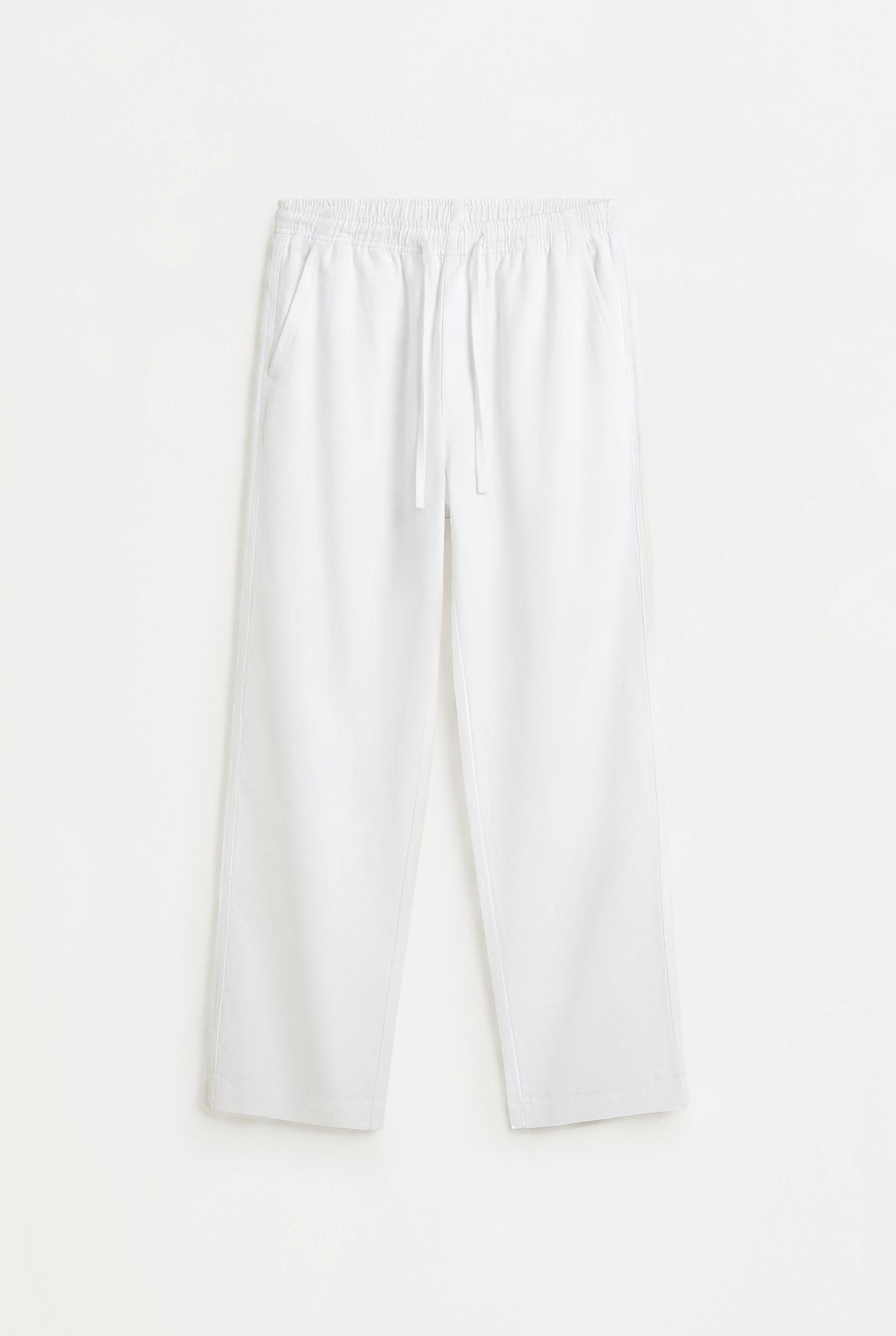 Baggy Linen-Blend Joggers — WHITE