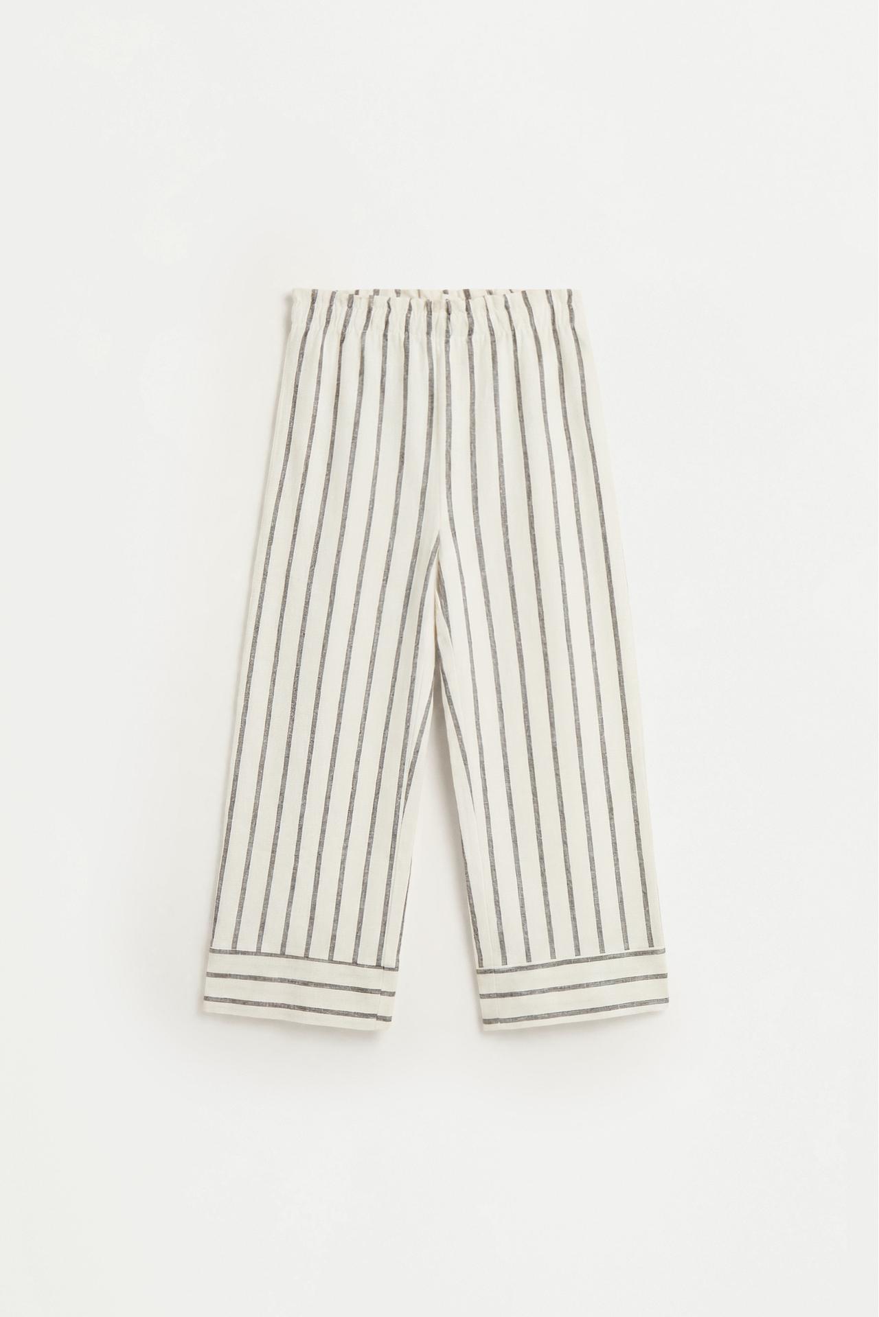 Striped bias cut culottes — ECRU/BLACK