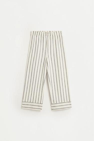 Striped bias cut culottes — ECRU/BLACK 1