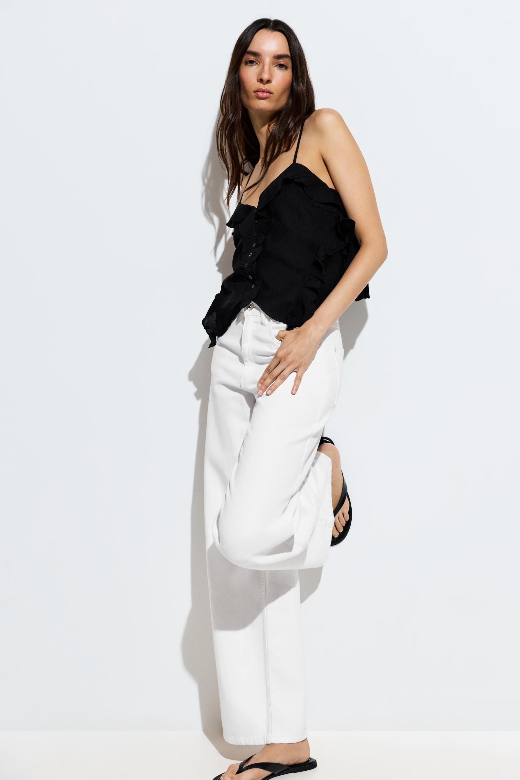 Textured camisole top — BLACK