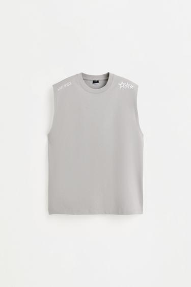 Faded-effect printed sleeveless T-shirt — ASH 5