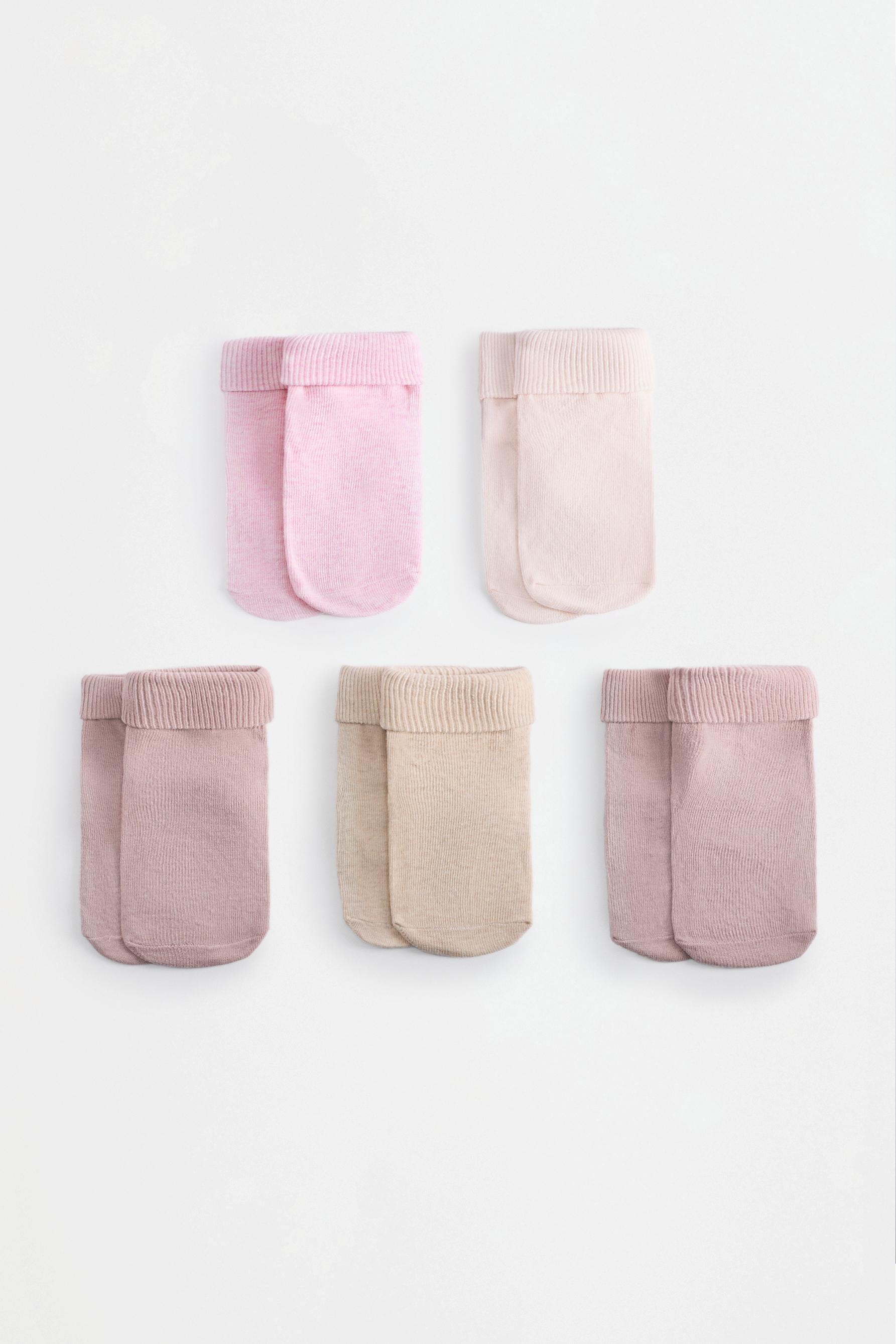 Long socks with fold-over cuff (5-pack) — PINK TONES