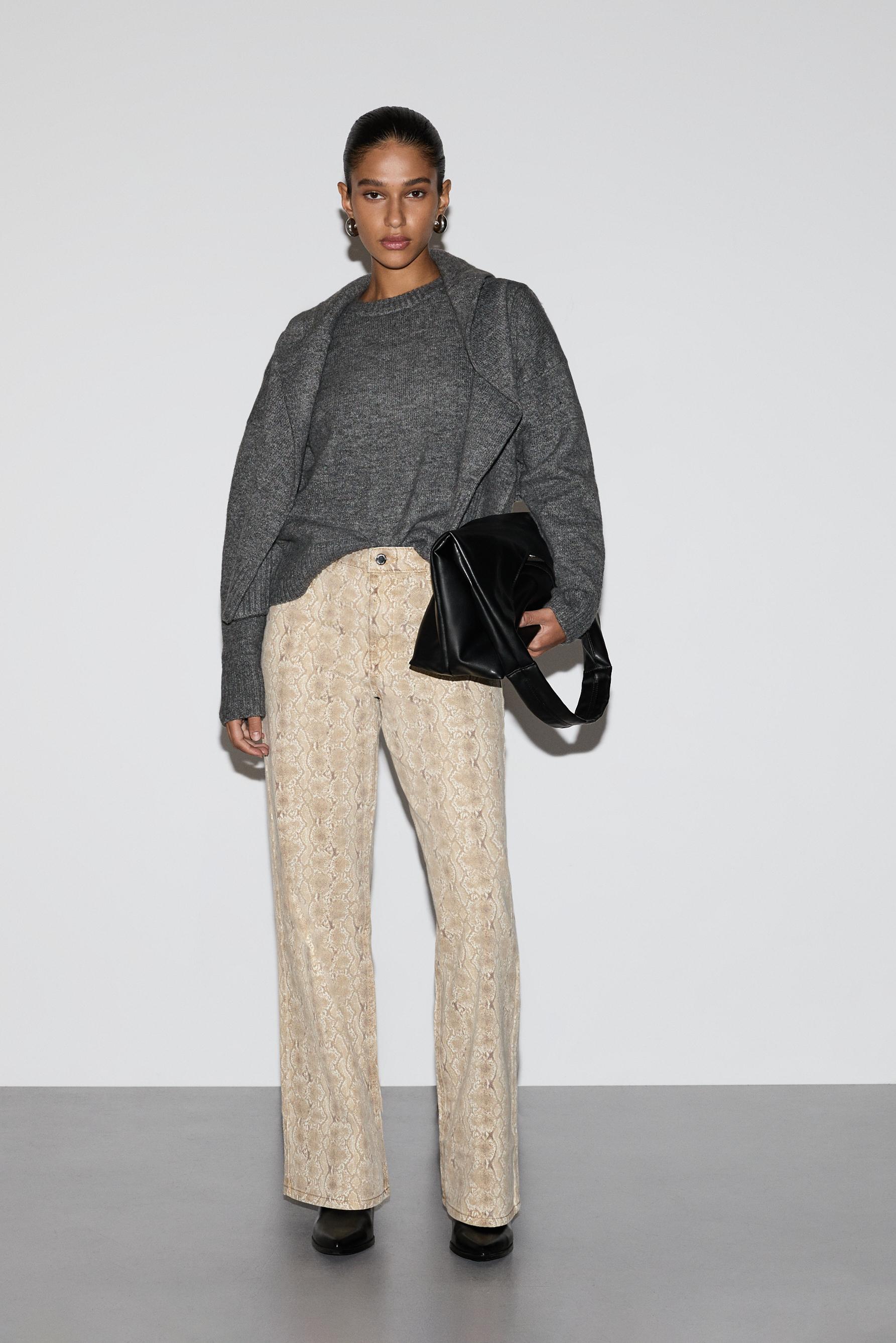 Jeans slim wide animal print