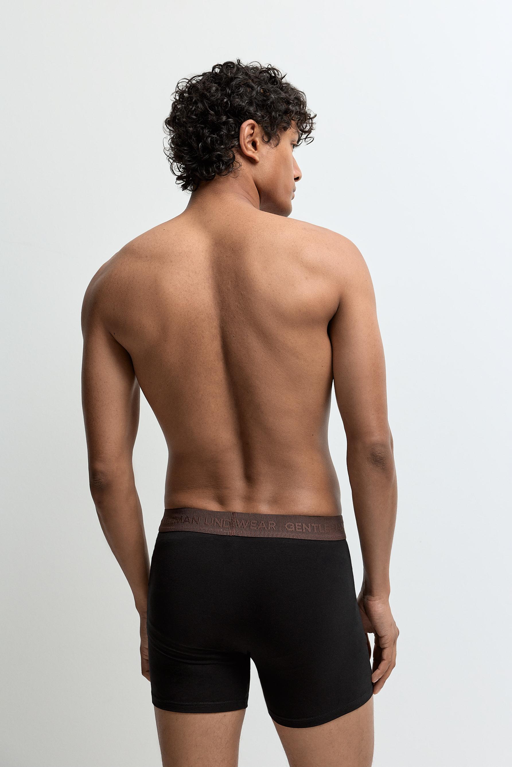 5-pack of long slogan boxers — BLACK