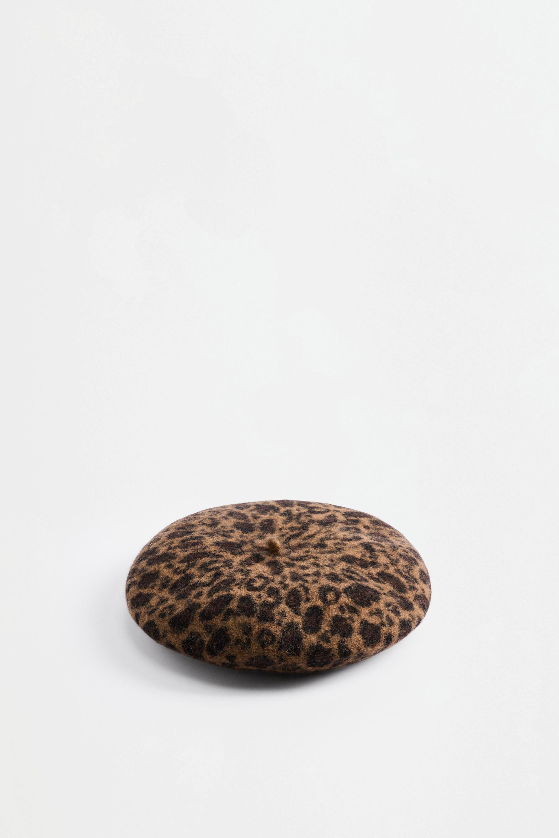 95% wool leopard beret — LEOPARD PRINT
