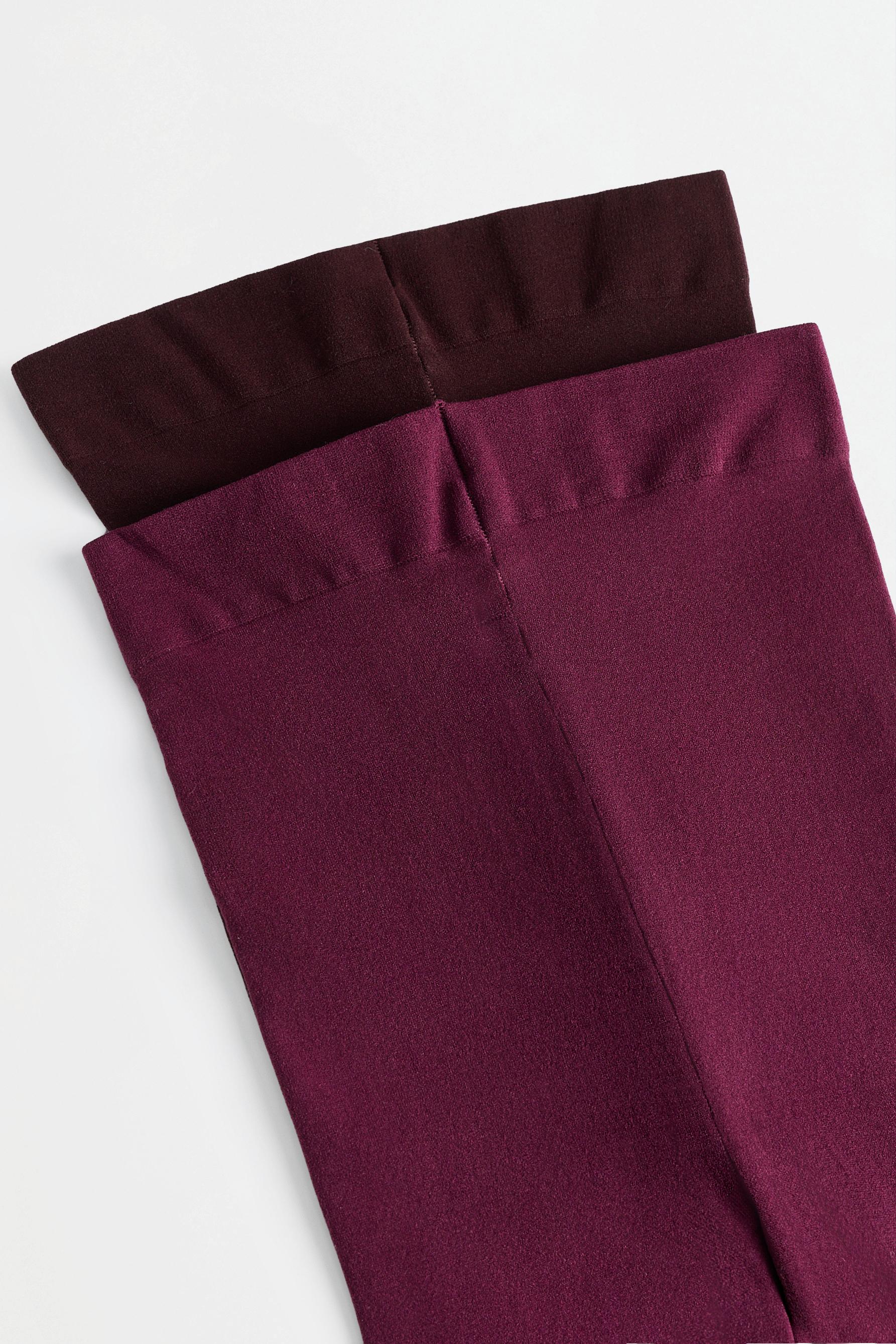 50 DEN solid-color tights (2-pack) — BURGUNDY