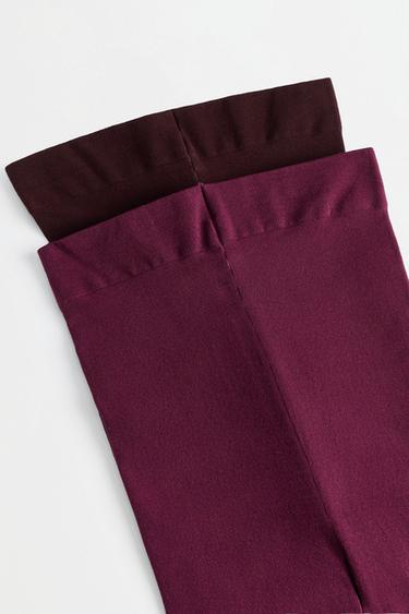 50 DEN solid-color tights (2-pack) — BURGUNDY 2