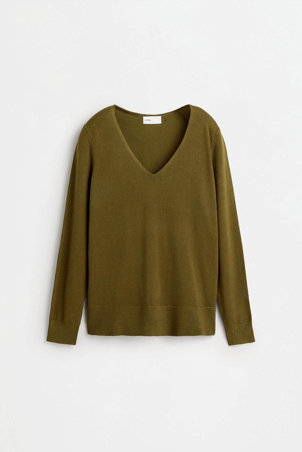 Basic V-neck sweater — KHAKI
