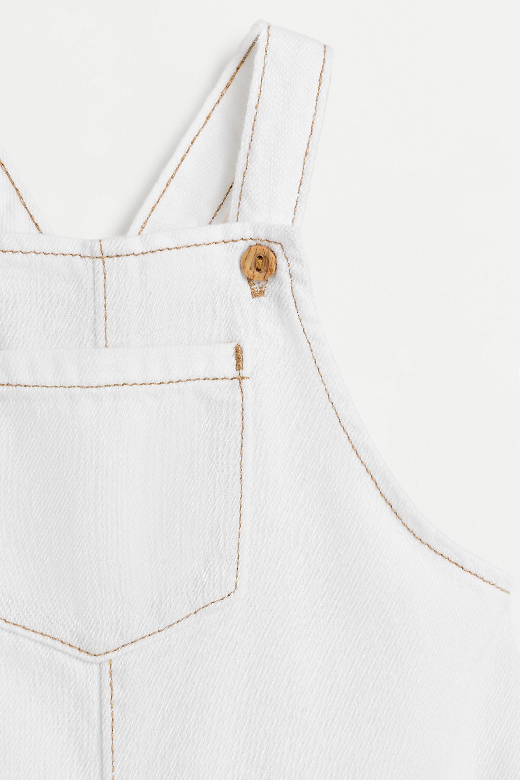 Short denim dungarees — WHITE