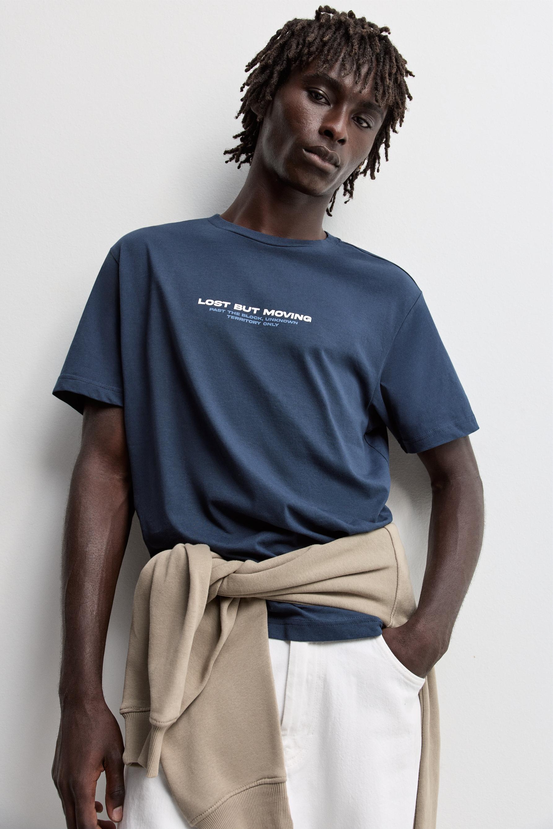 Slogan T-shirt — DARK BLUE