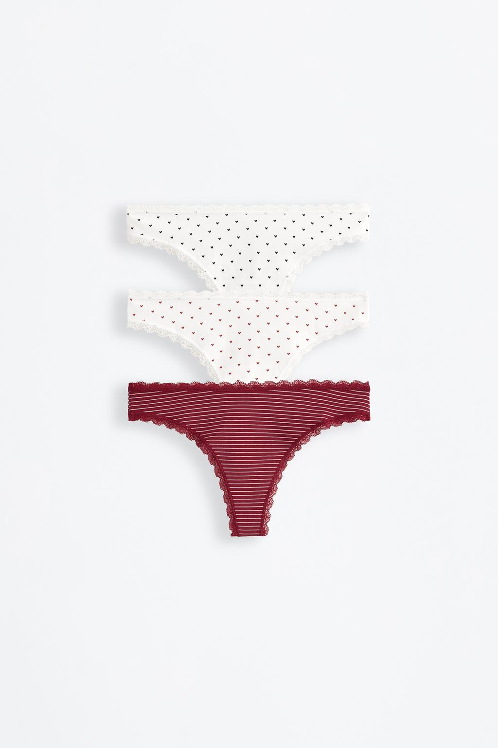 Pack of 3 printed thongs