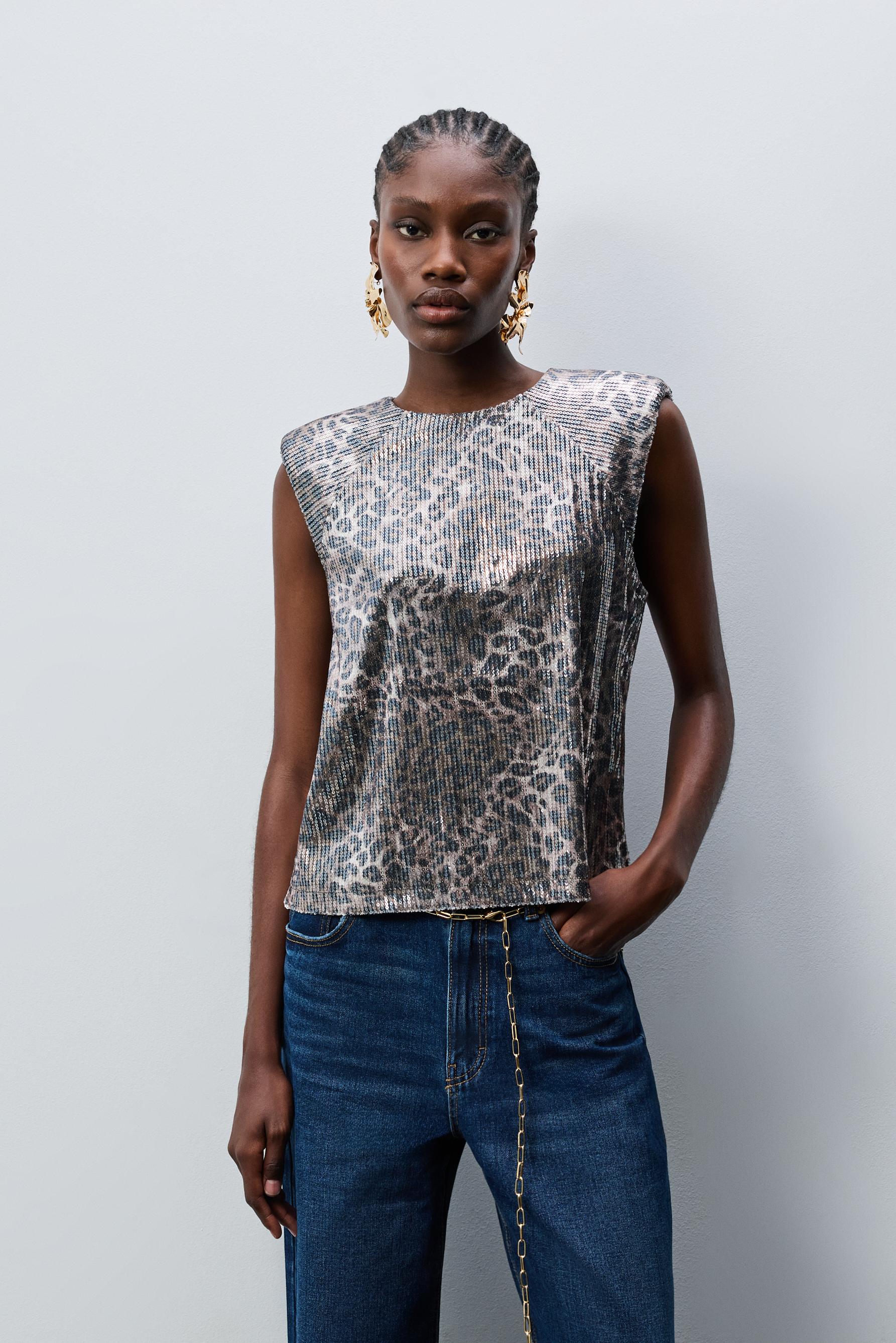 Top hombreras lentejuelas