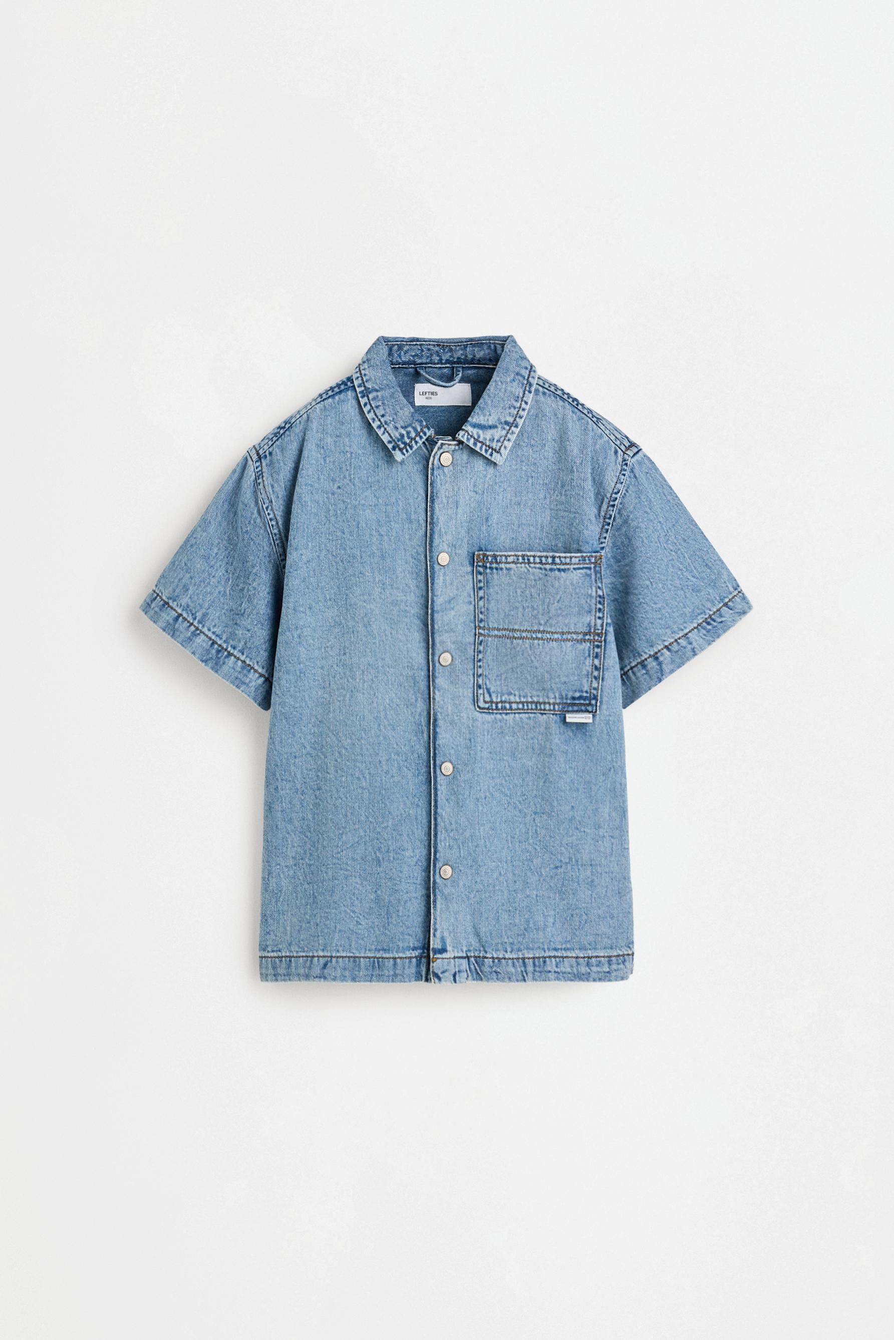 Short sleeve denim shirt — BLUE