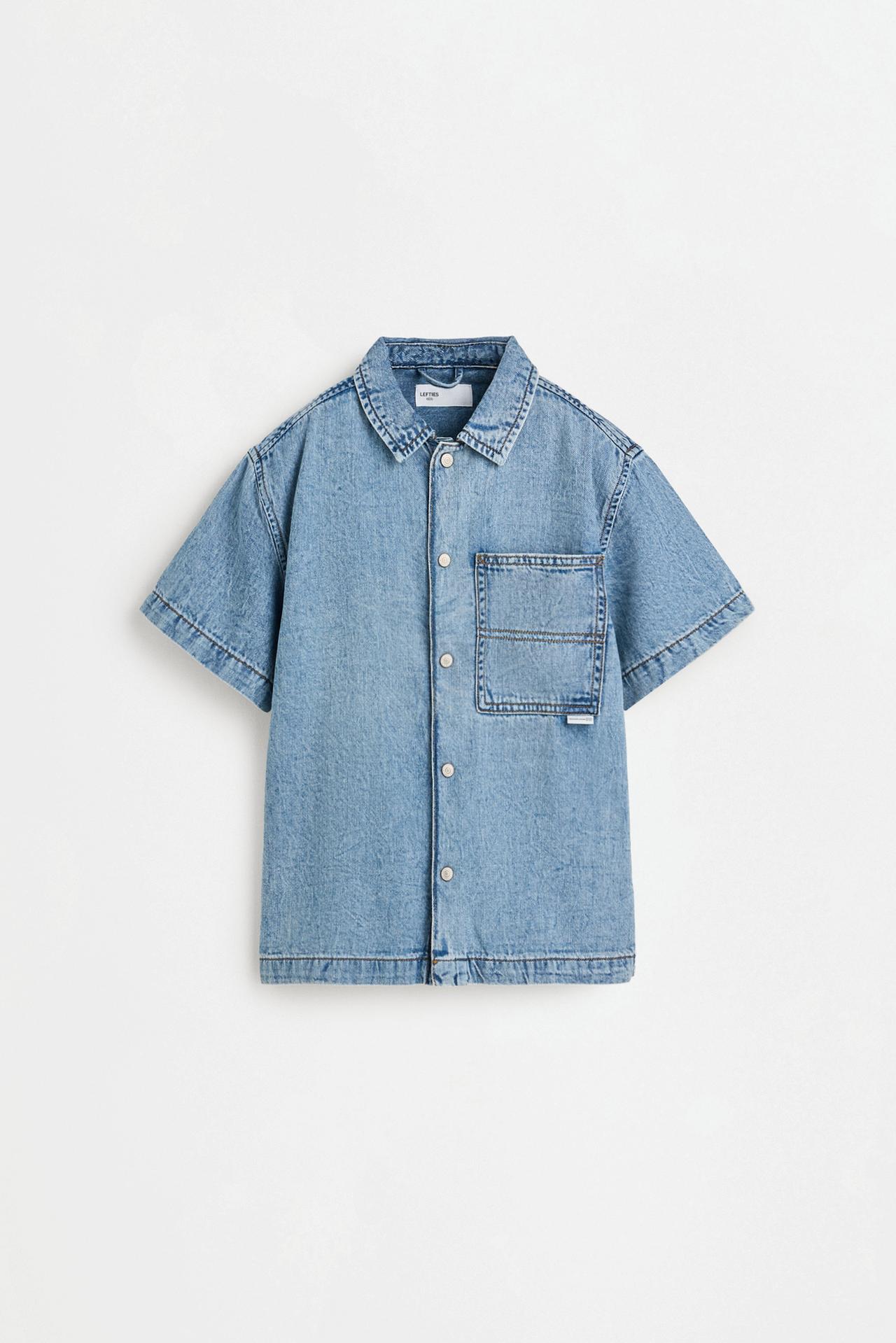 Short sleeve denim shirt — BLUE