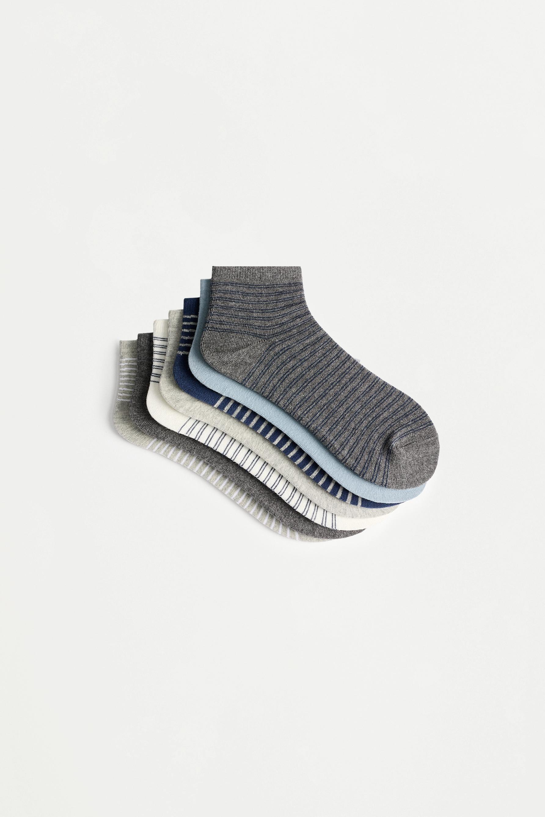 Striped ankle socks (7-pack) — GREY/BLUE