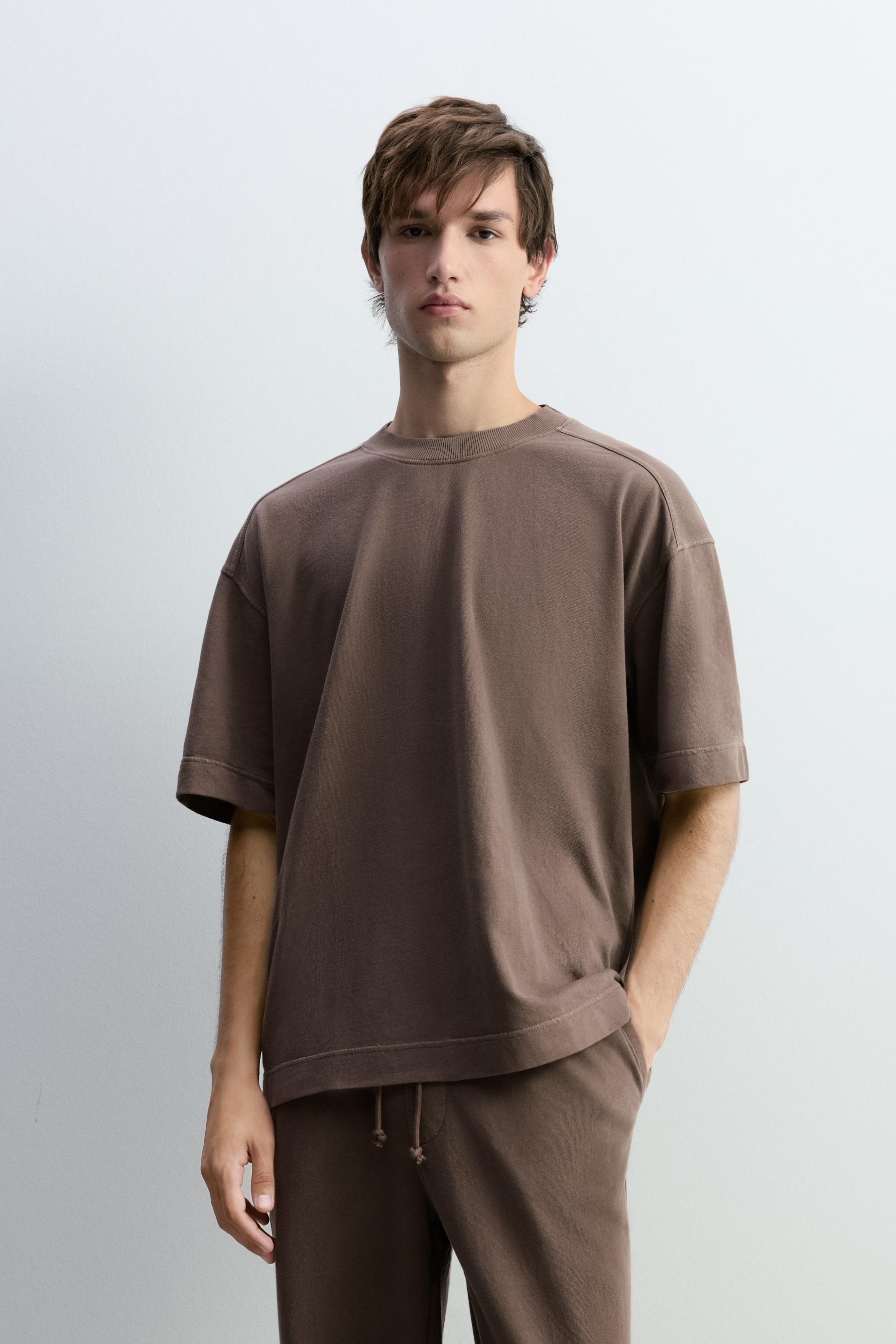 Sudadera manga corta efecto lavado