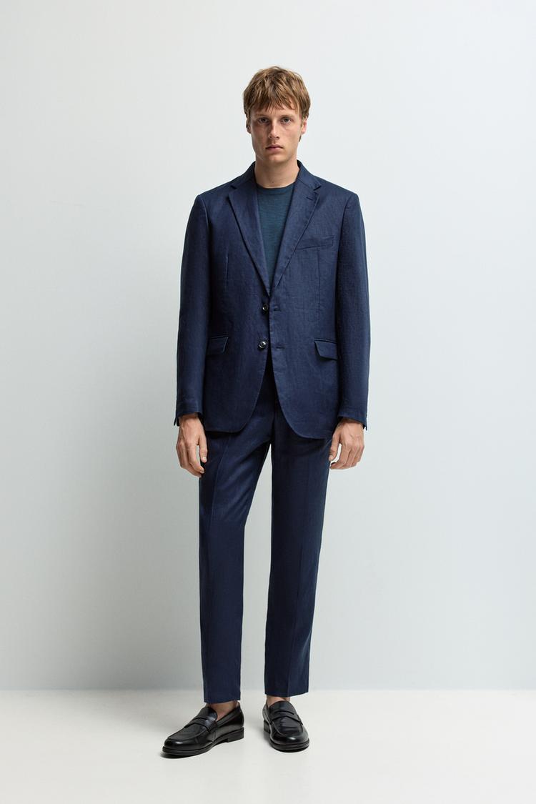 100% linen suit trousers — NAVY