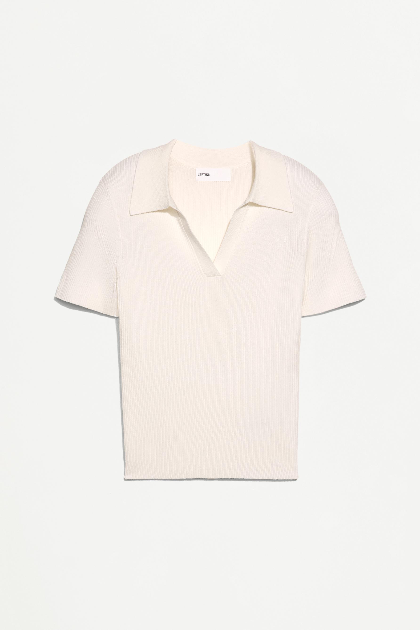 Basic rib knit polo shirt — WHITE