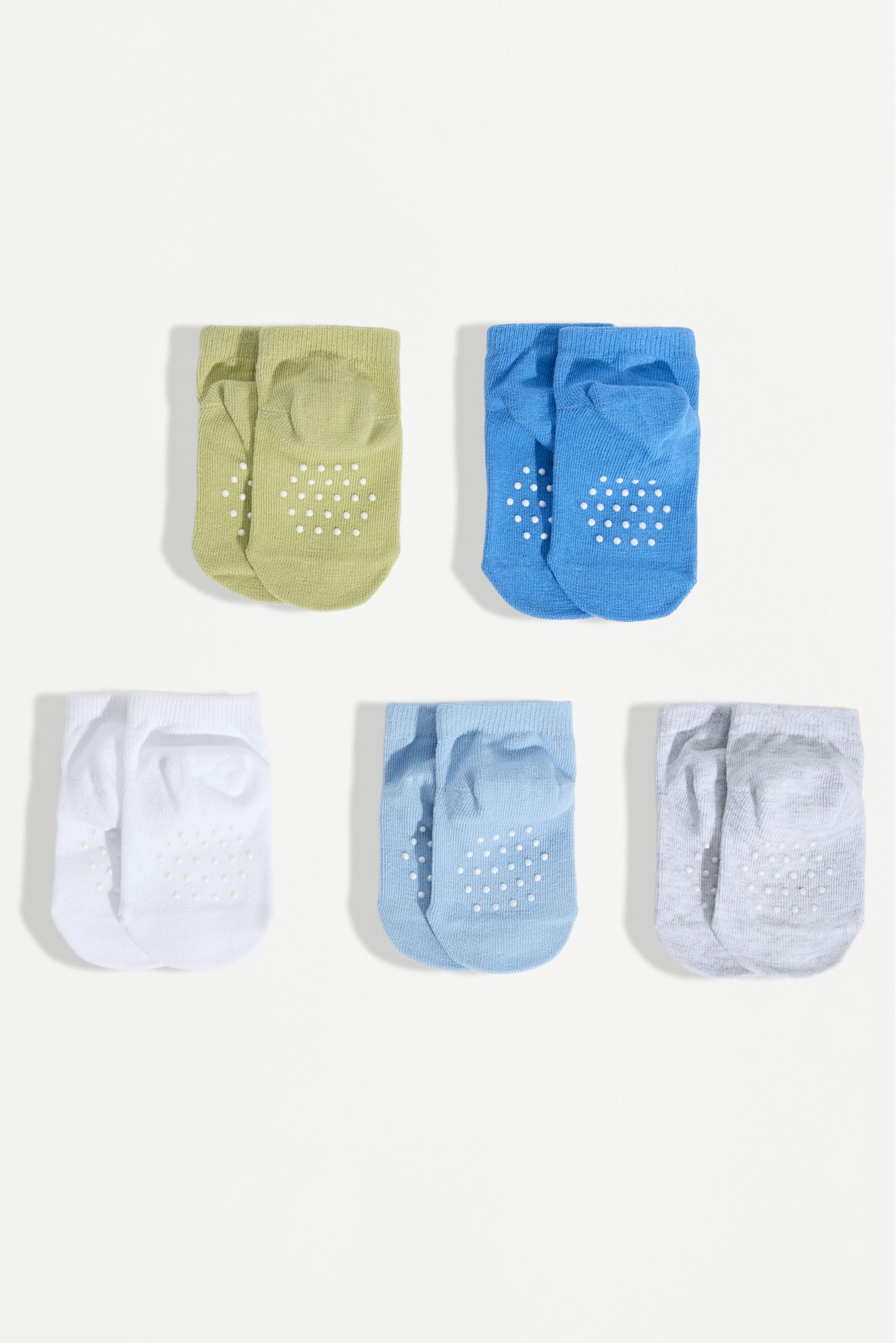 Non-slip short socks (5-pack) — SKY BLUE