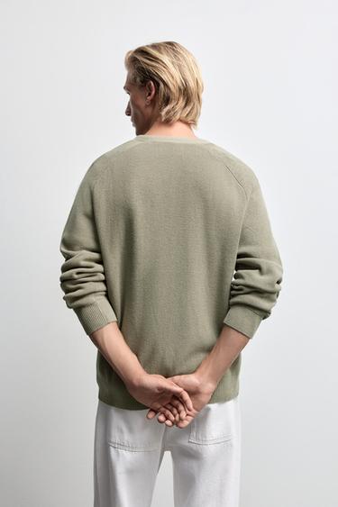 Textured cardigan — PALE GREEN 4