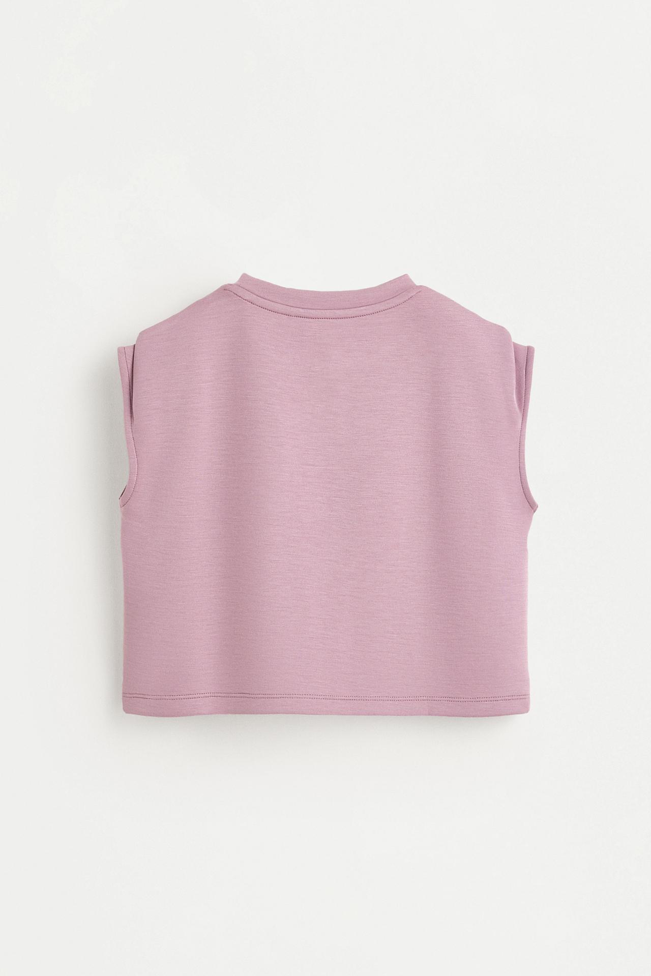 Cropped fluid plush T-shirt — PURPLE