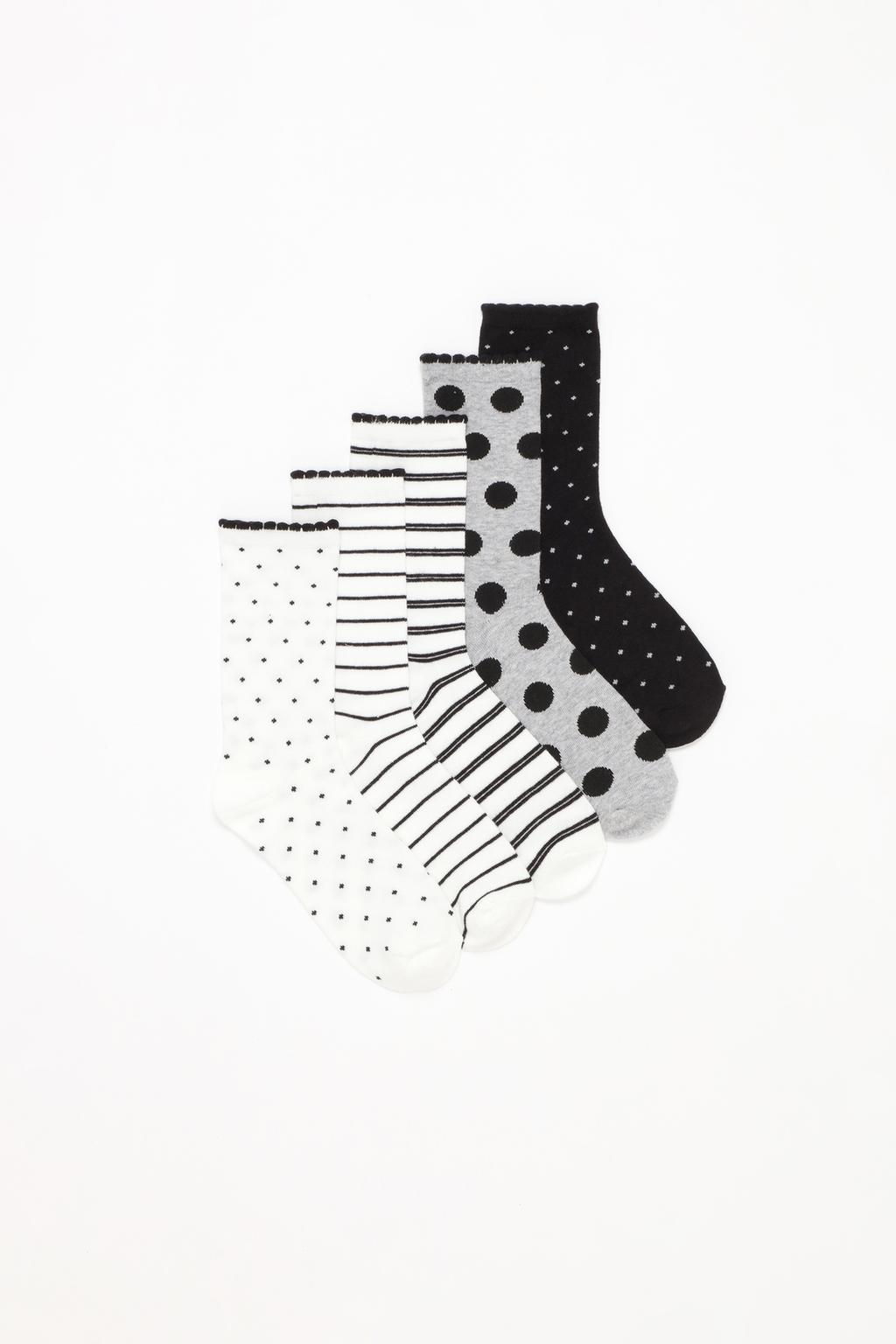 5-pack of contrast long socks.