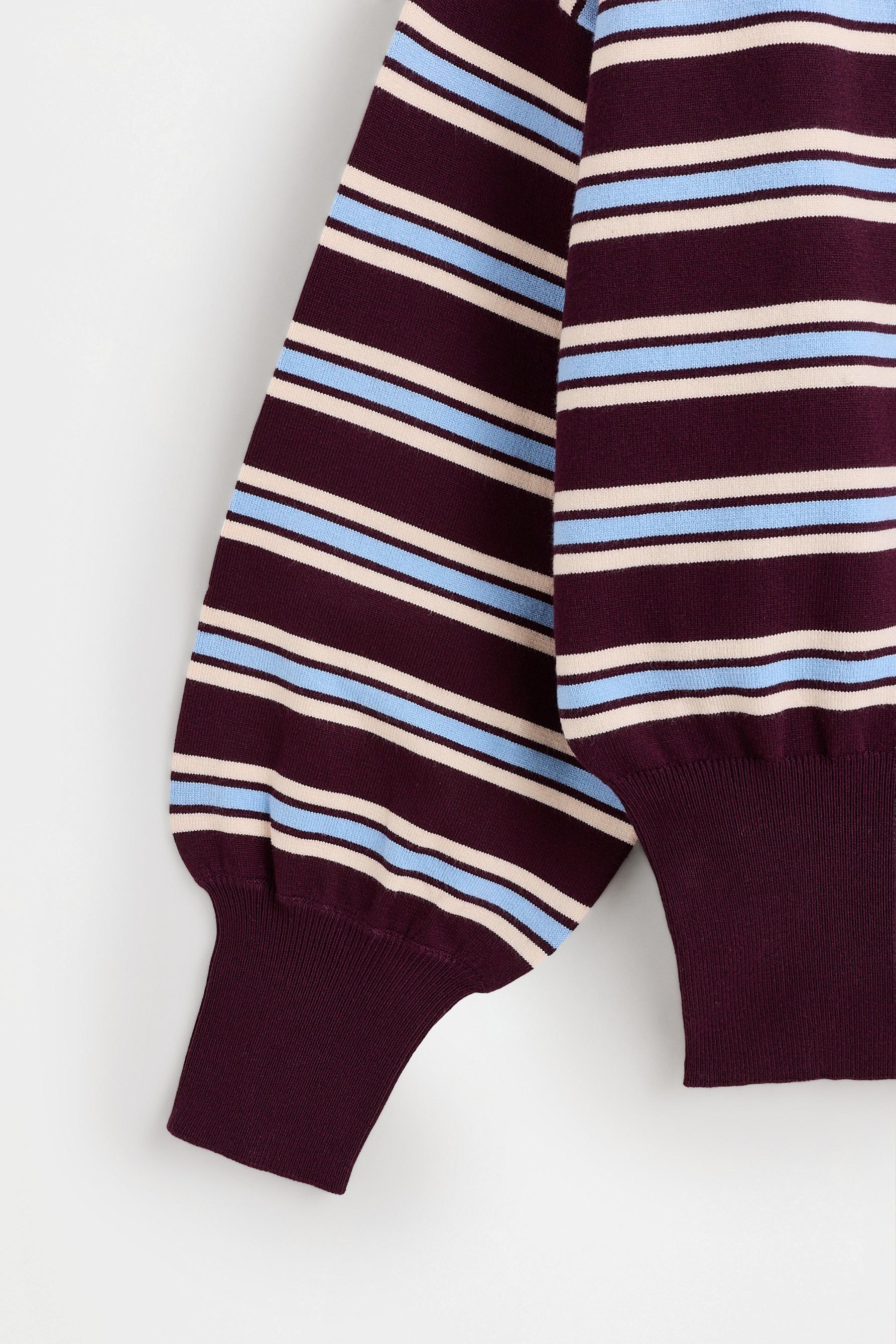 Off-the-shoulder knit sweater — BURGUNDY/ECRU