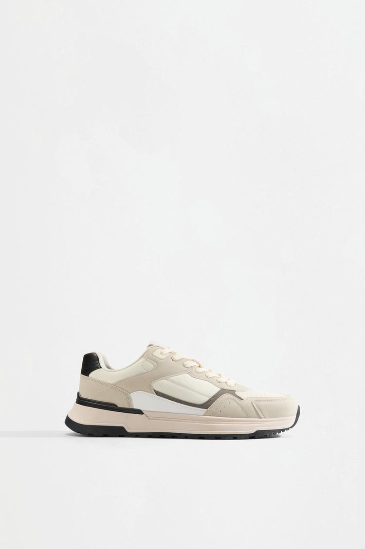Mixed-material sneakers — GREY
