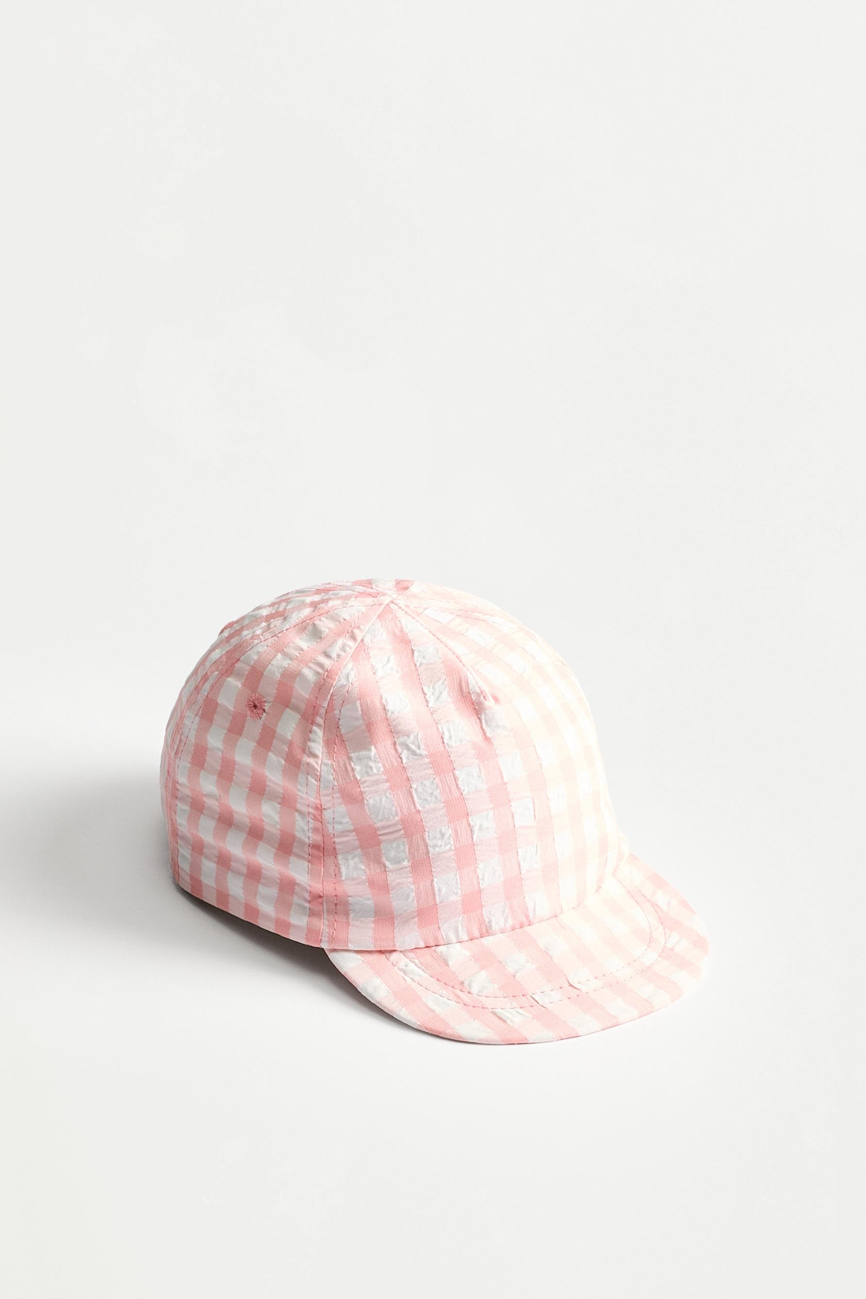 Gingham cap — PINK/WHITE