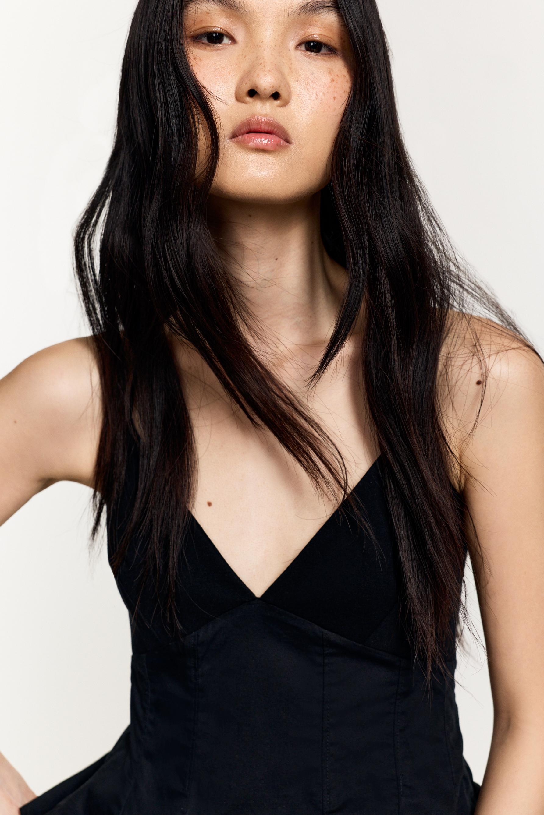 Peplum top — BLACK
