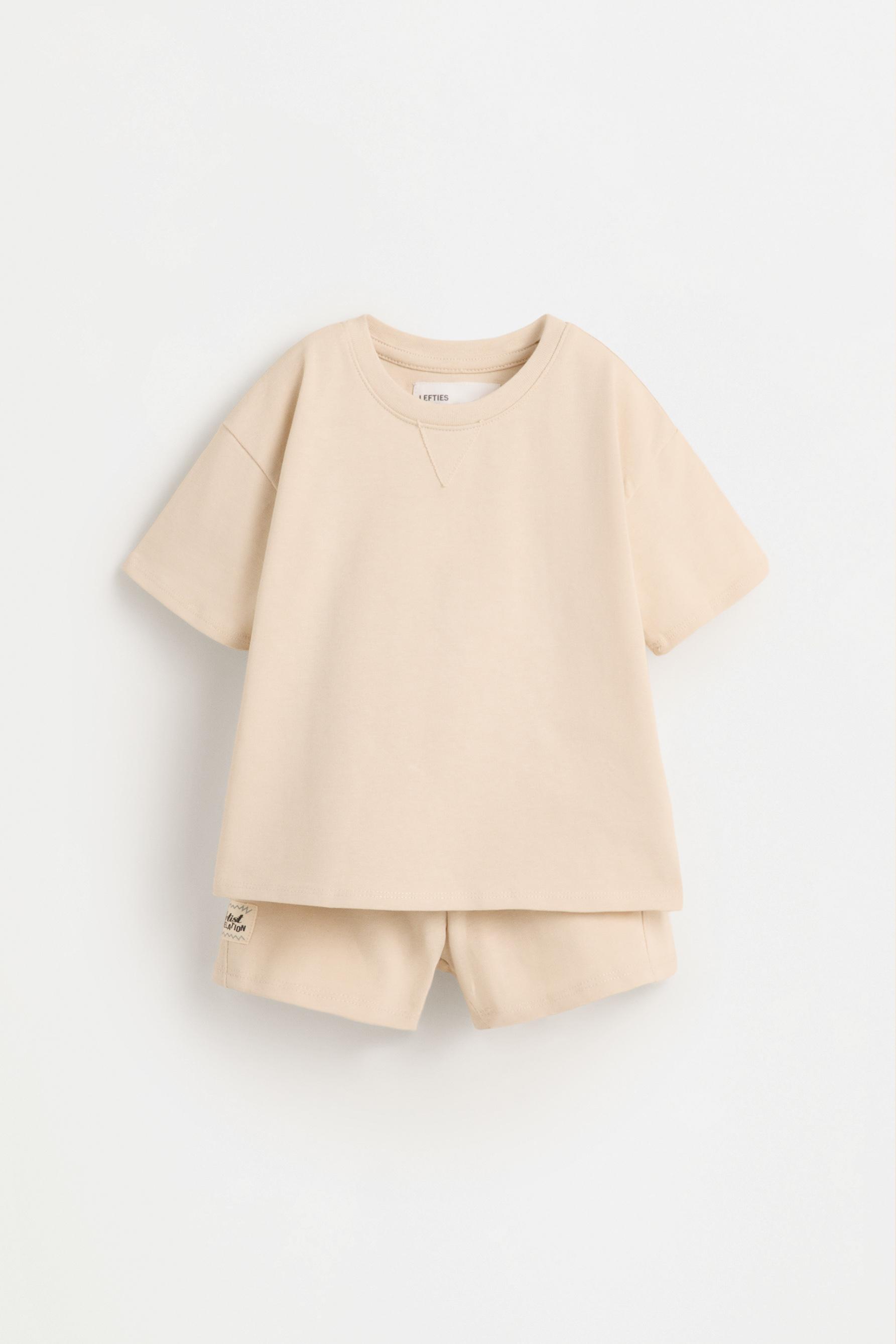 Heavy T-shirt and Bermuda shorts co-ord — ECRU