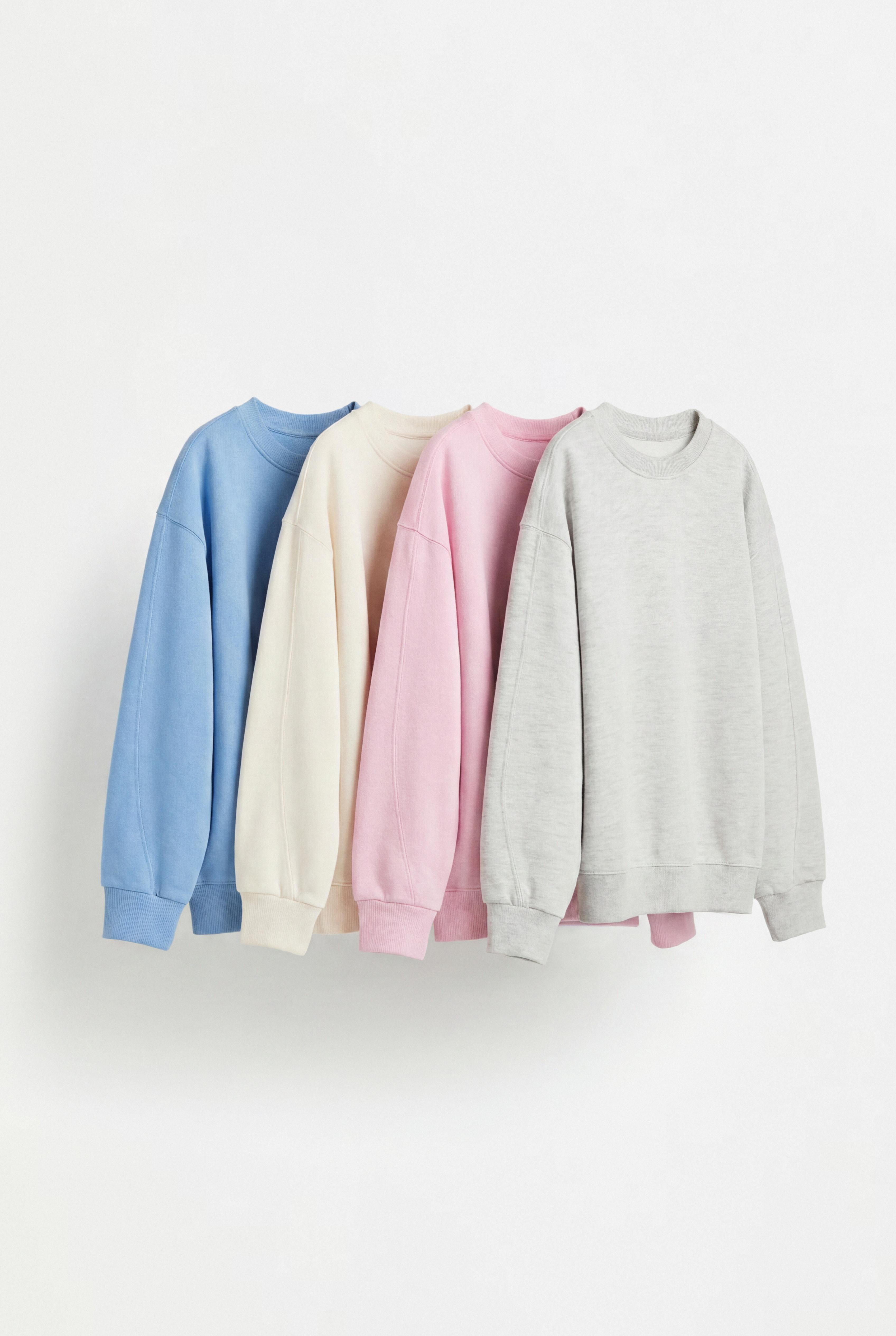 Pack of 4 plain plush sweatshirts — PALE GREY