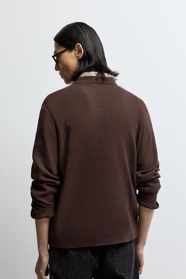 Textured knit sweater — CHOCOLATE 4
