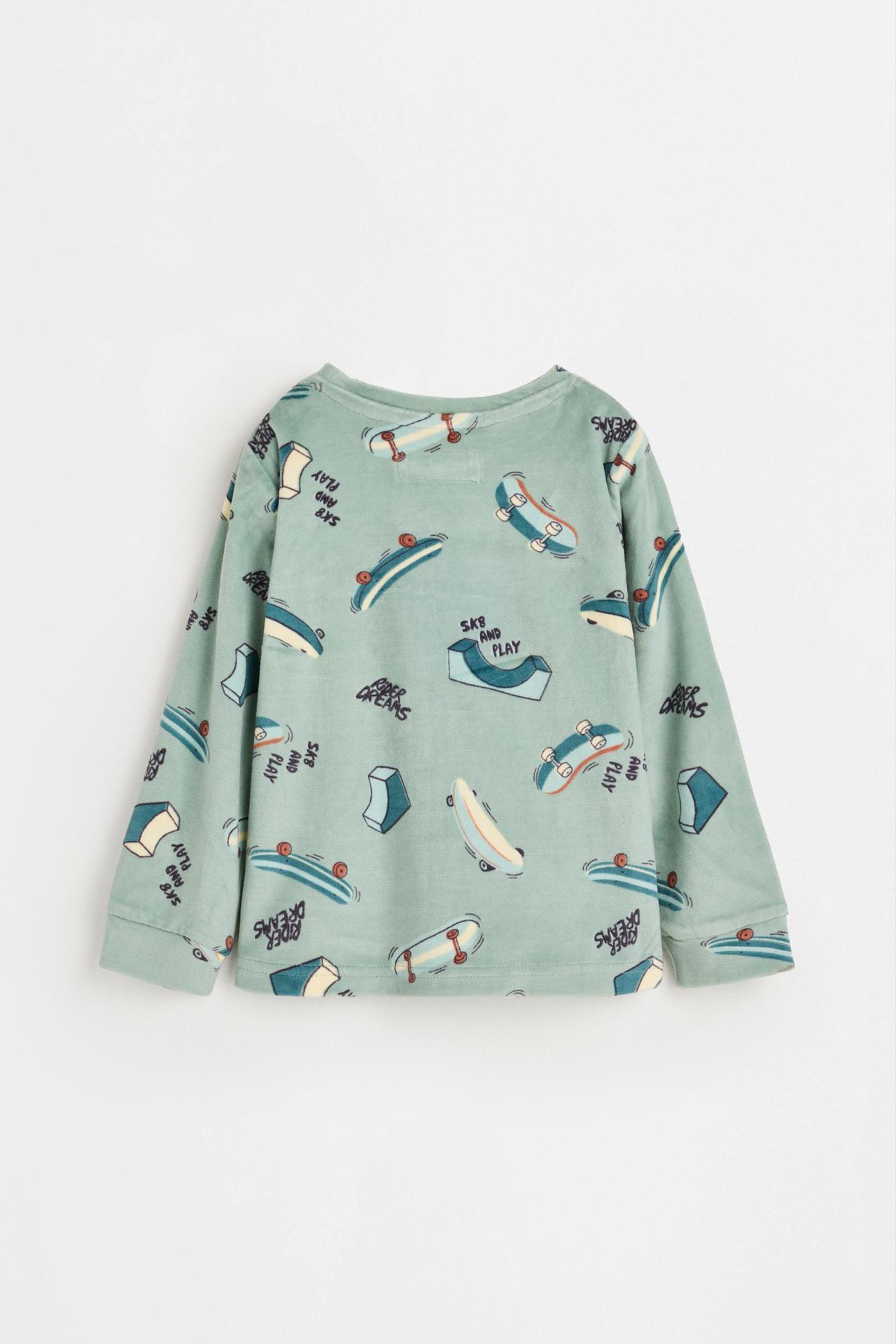 Printed velvety pyjamas — FADED GREEN
