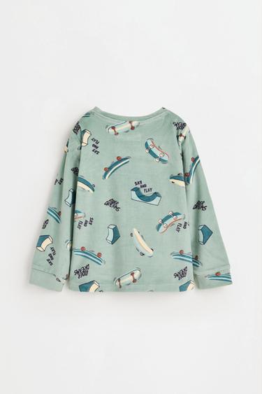 Printed velvety pyjamas — FADED GREEN 4