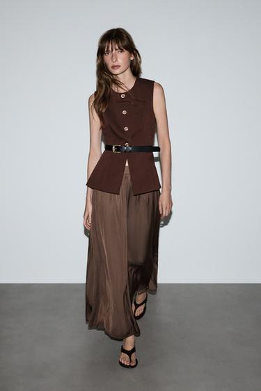 Long buttoned waistcoat — DARK BROWN 5