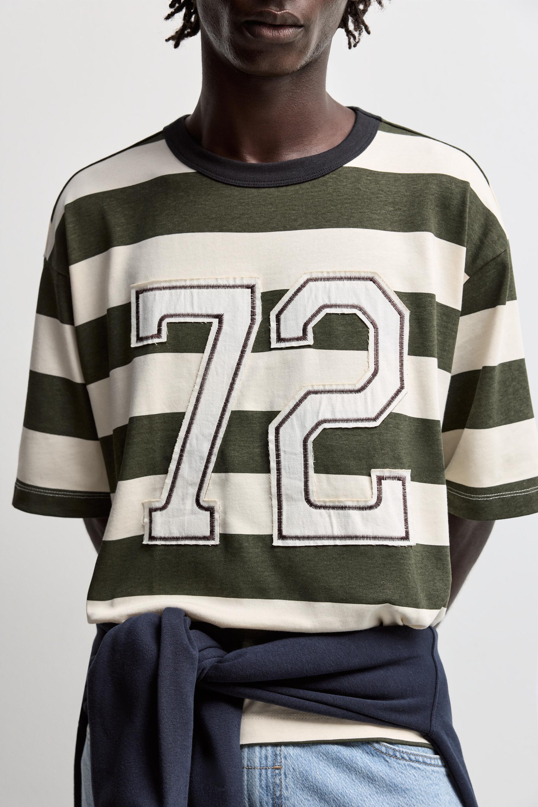 Striped T-shirt with patch — BUTTER