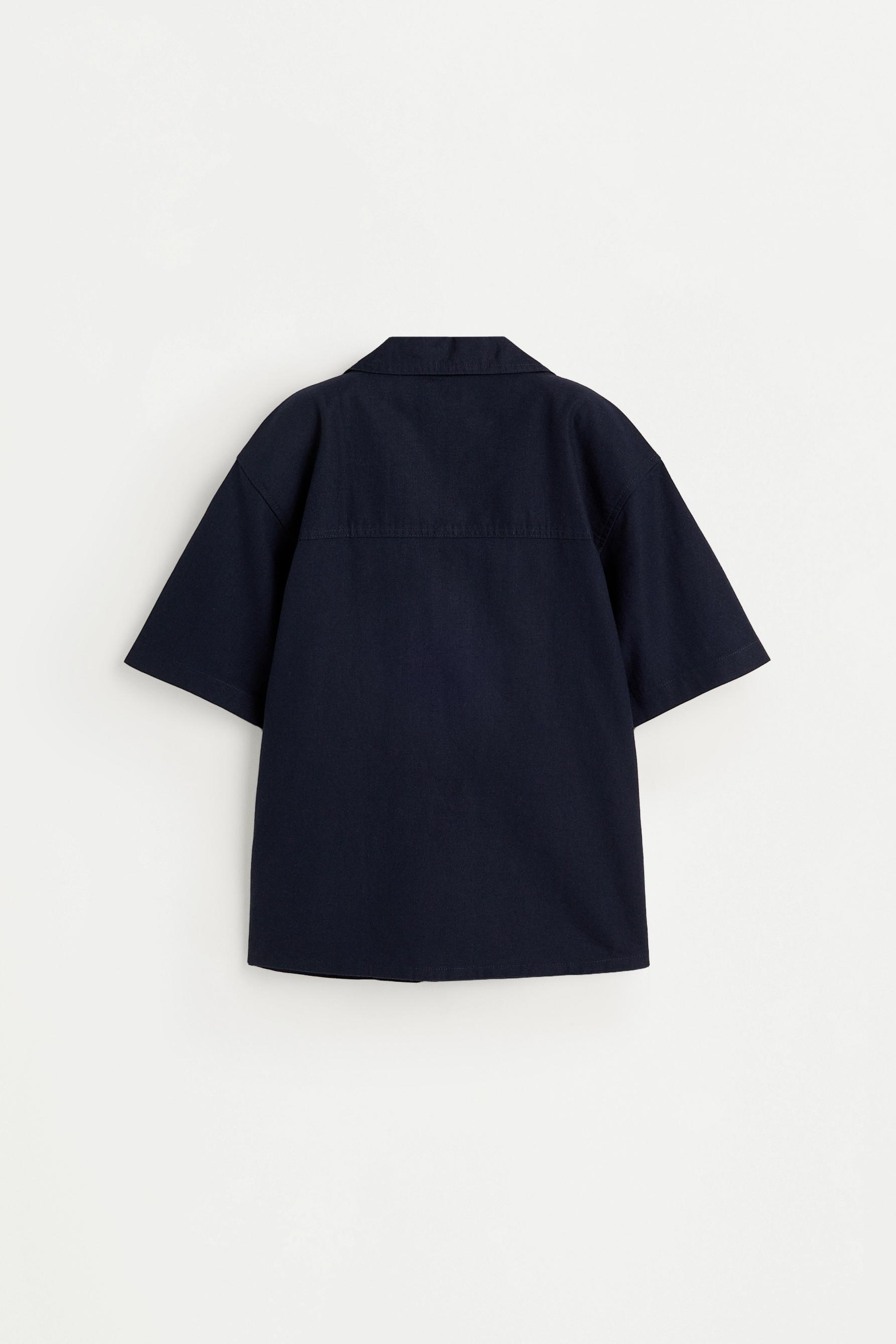 Linen-cotton resort shirt — NAVY