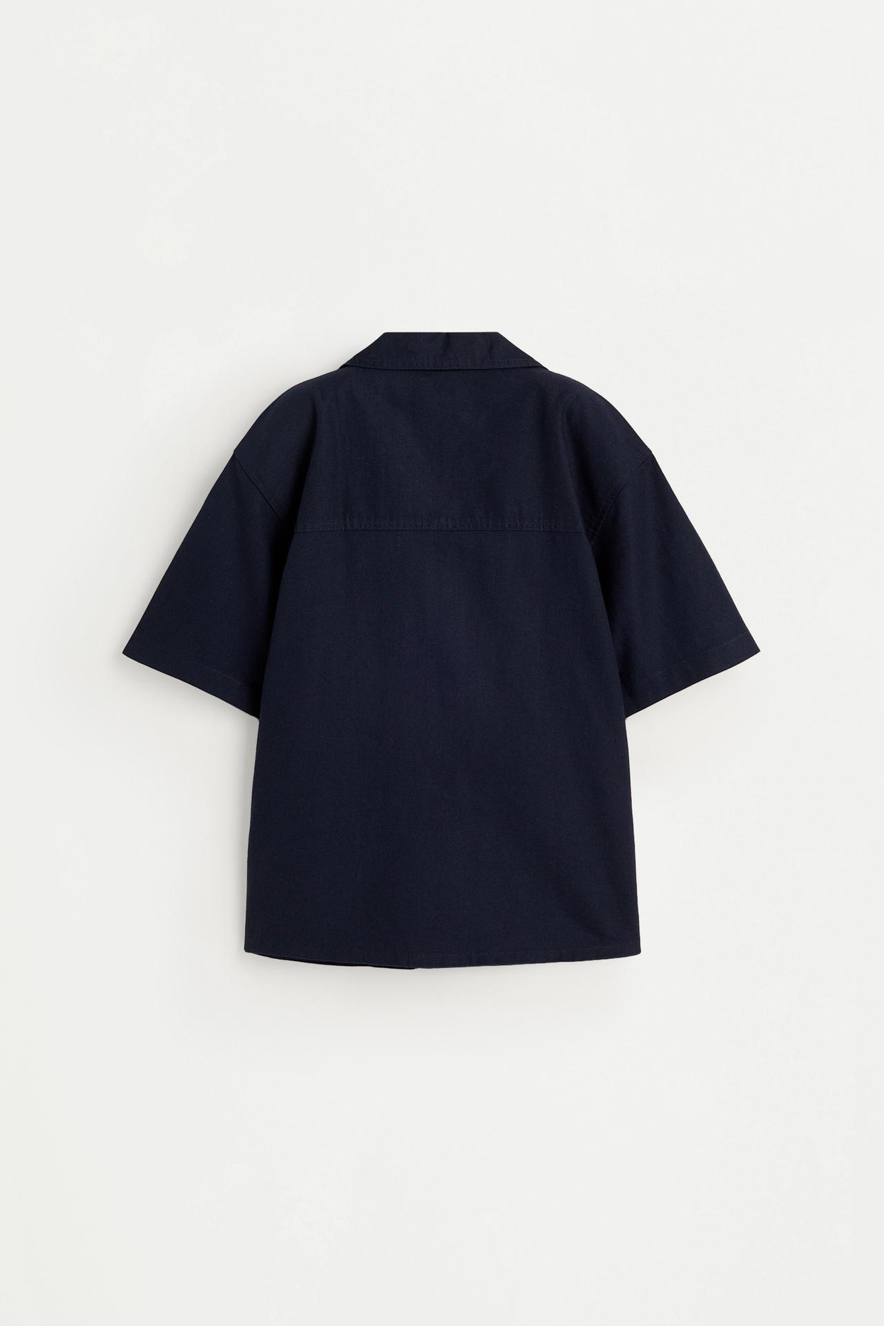 Linen-cotton resort shirt — NAVY