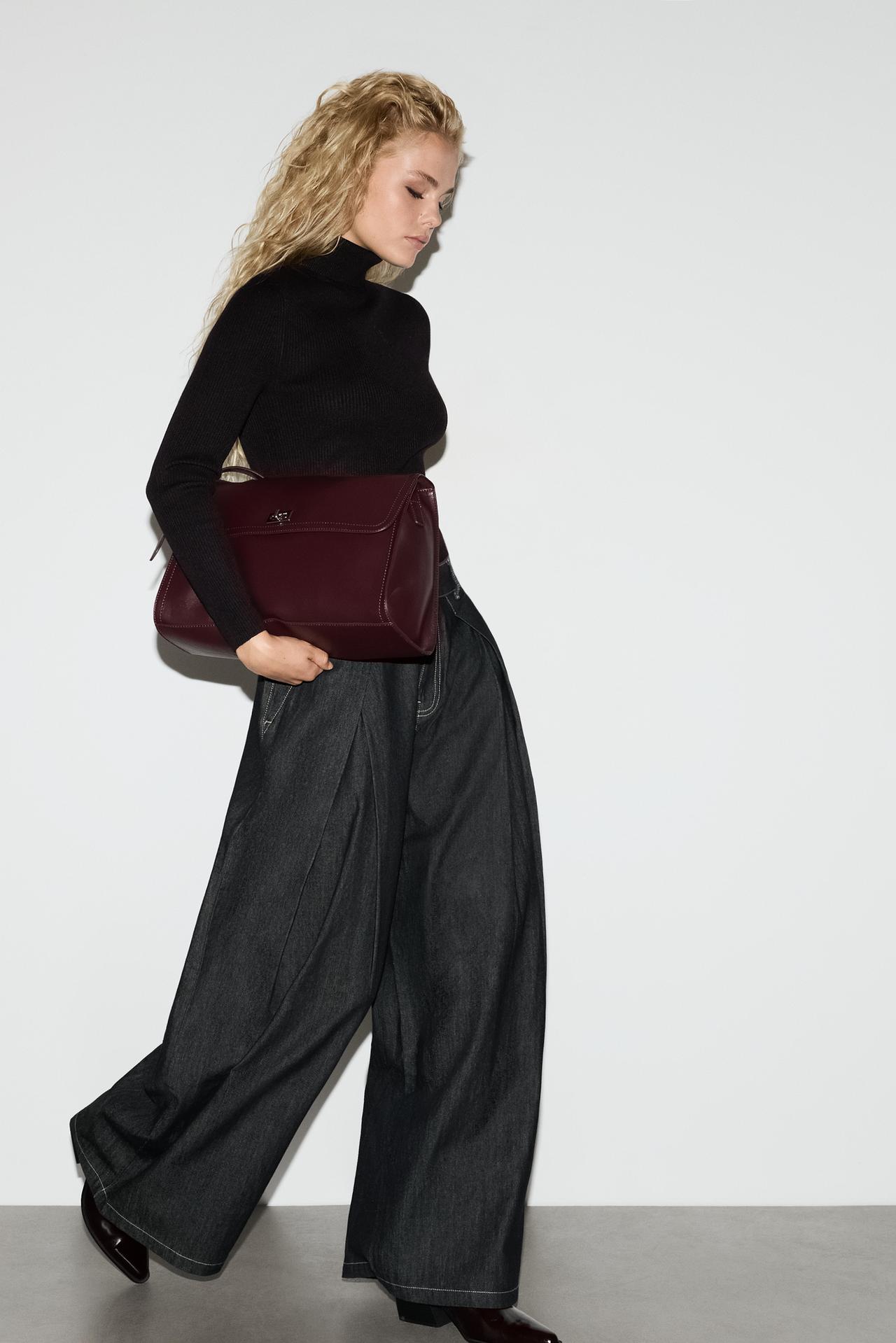 Ribbed high-neck sweater — BLACK