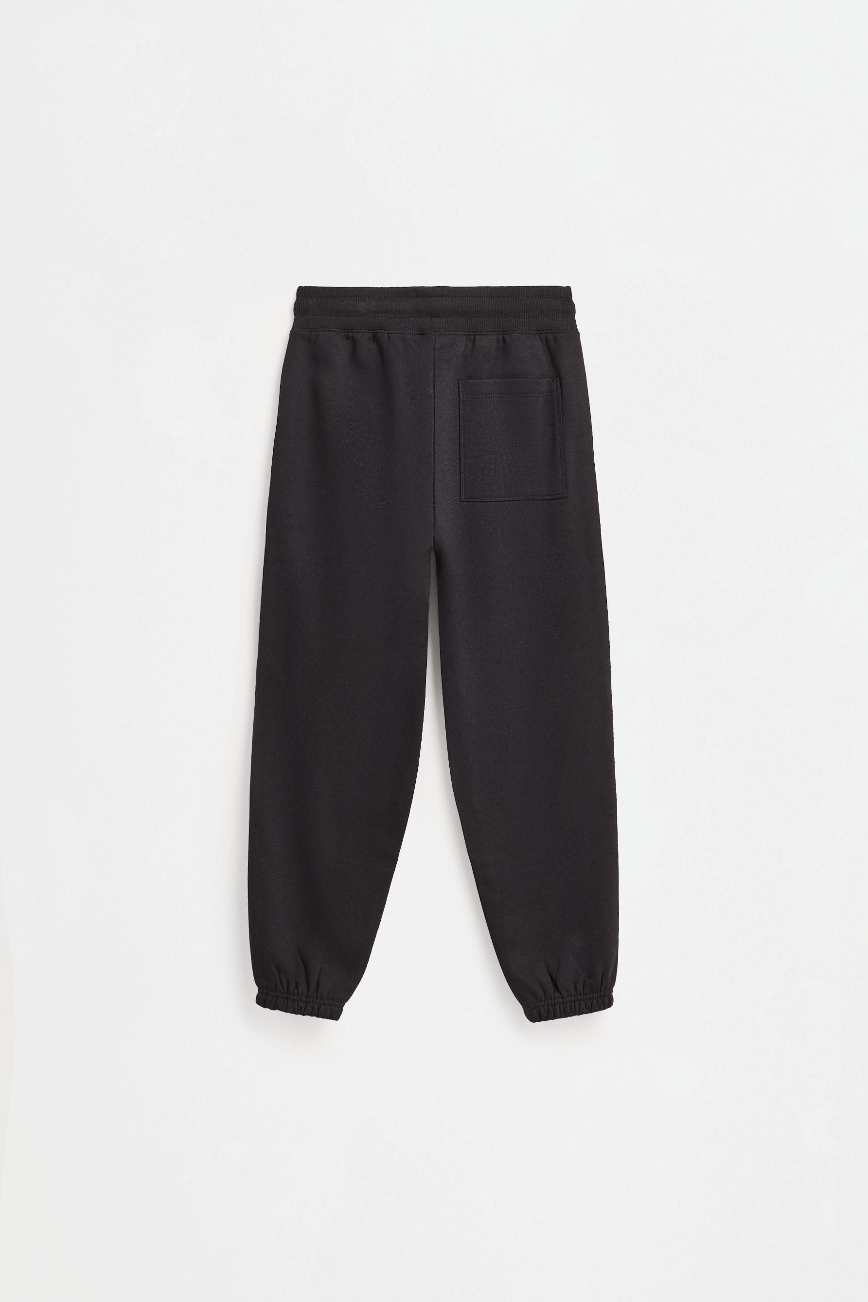 Plush trousers with seam detail — BLACK