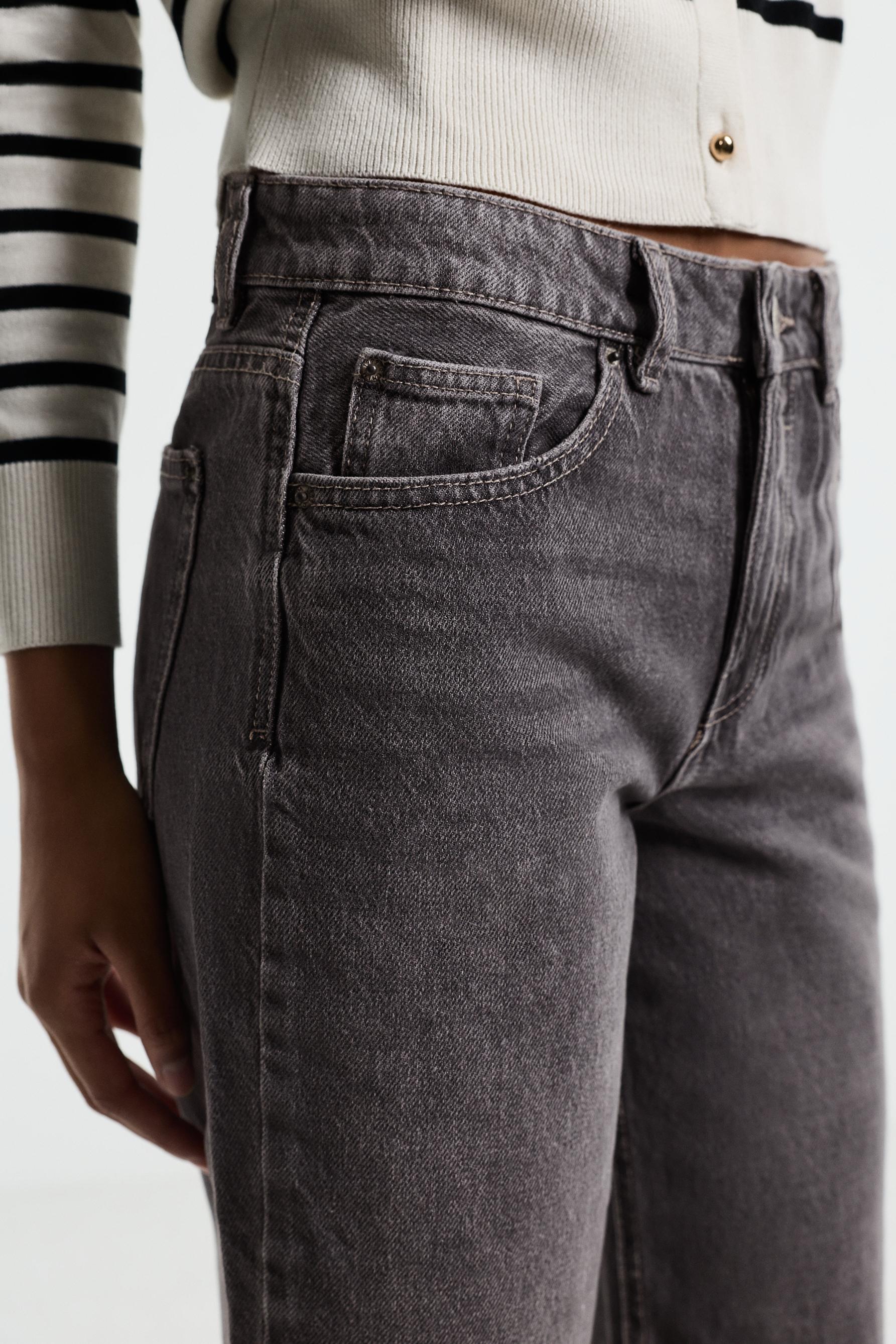 Slim fit wide-leg denim Bermuda shorts — GREY MARL