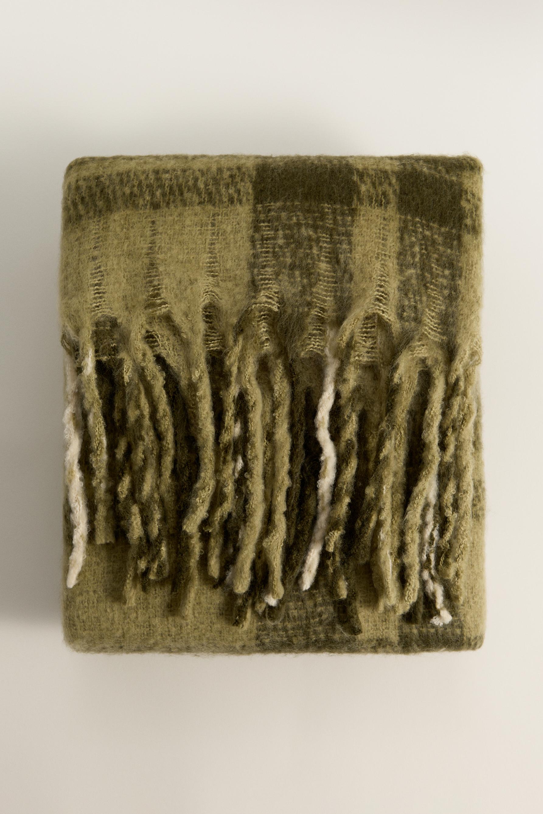 Manta efecto pelo cuadros 140 x 190 cm